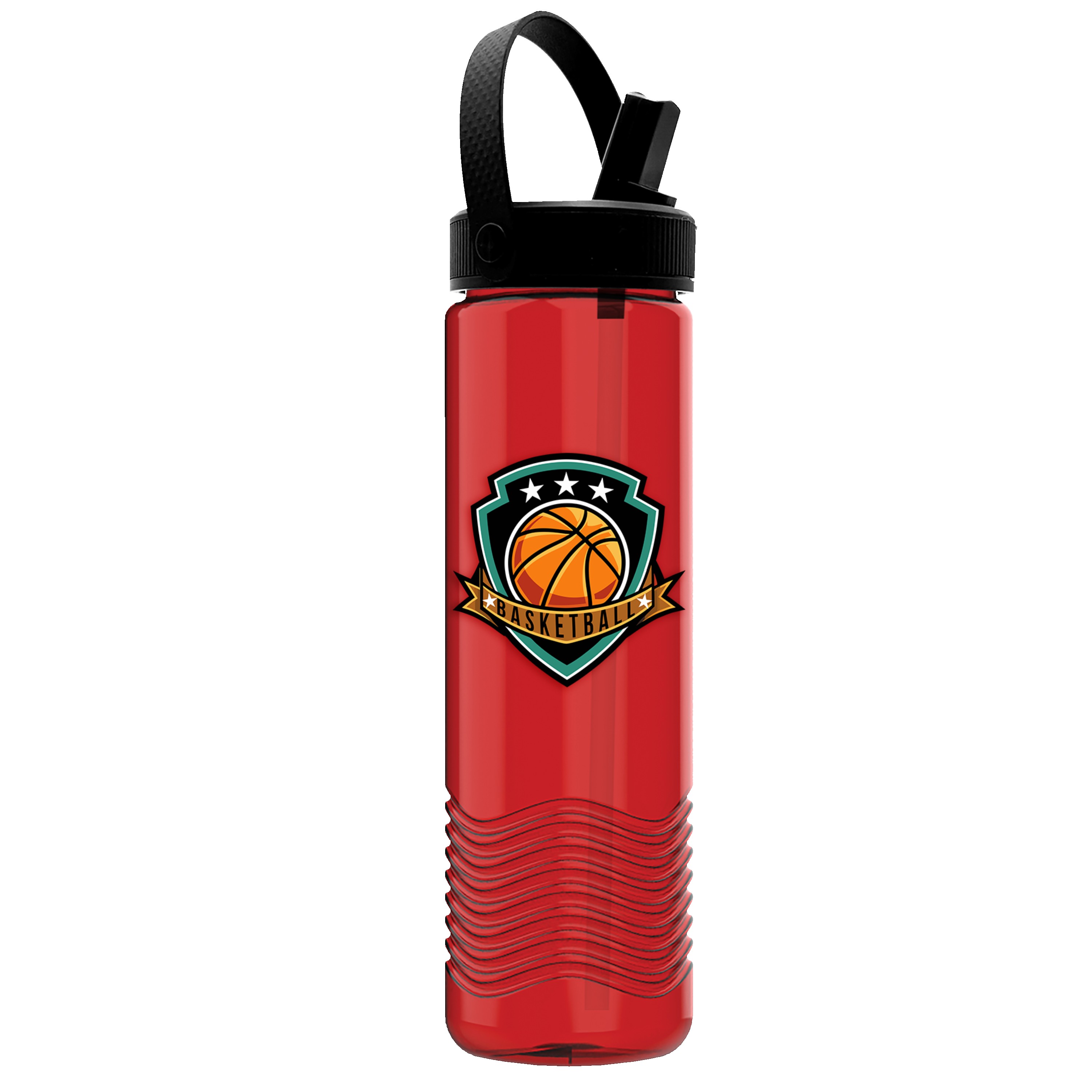 Picture of Garyline® Wave Tritan® Bottle with Flip-Straw, Swivel-Handle Lid - 24 oz.