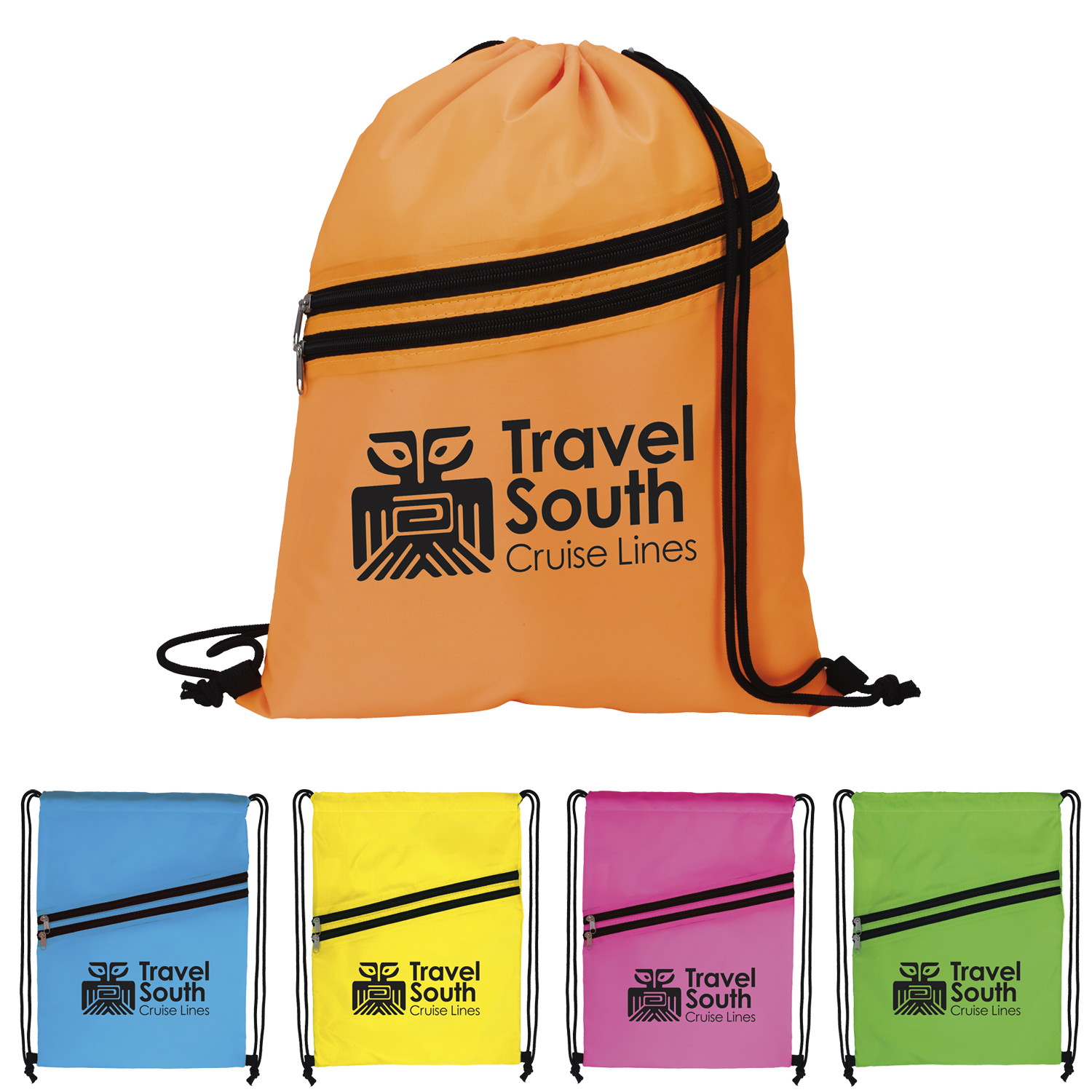 Picture of Good Value™ Neon Multi-Zippered Drawstring Backpack
