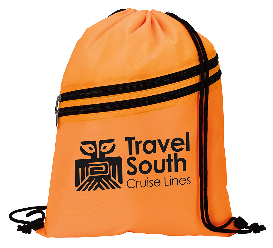 Picture of Good Value™ Neon Multi-Zippered Drawstring Backpack