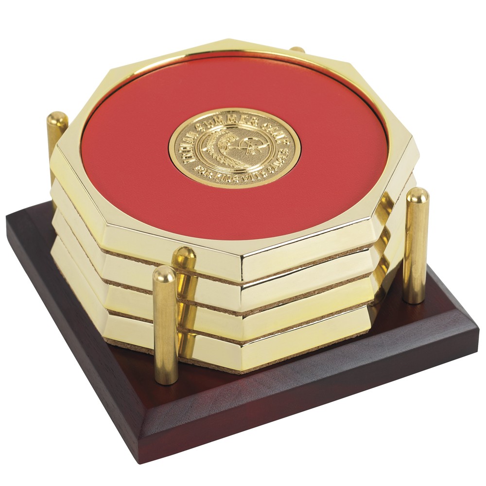 Picture of JAFFA® Four Octagon Coasters with Solid Cherry Tray