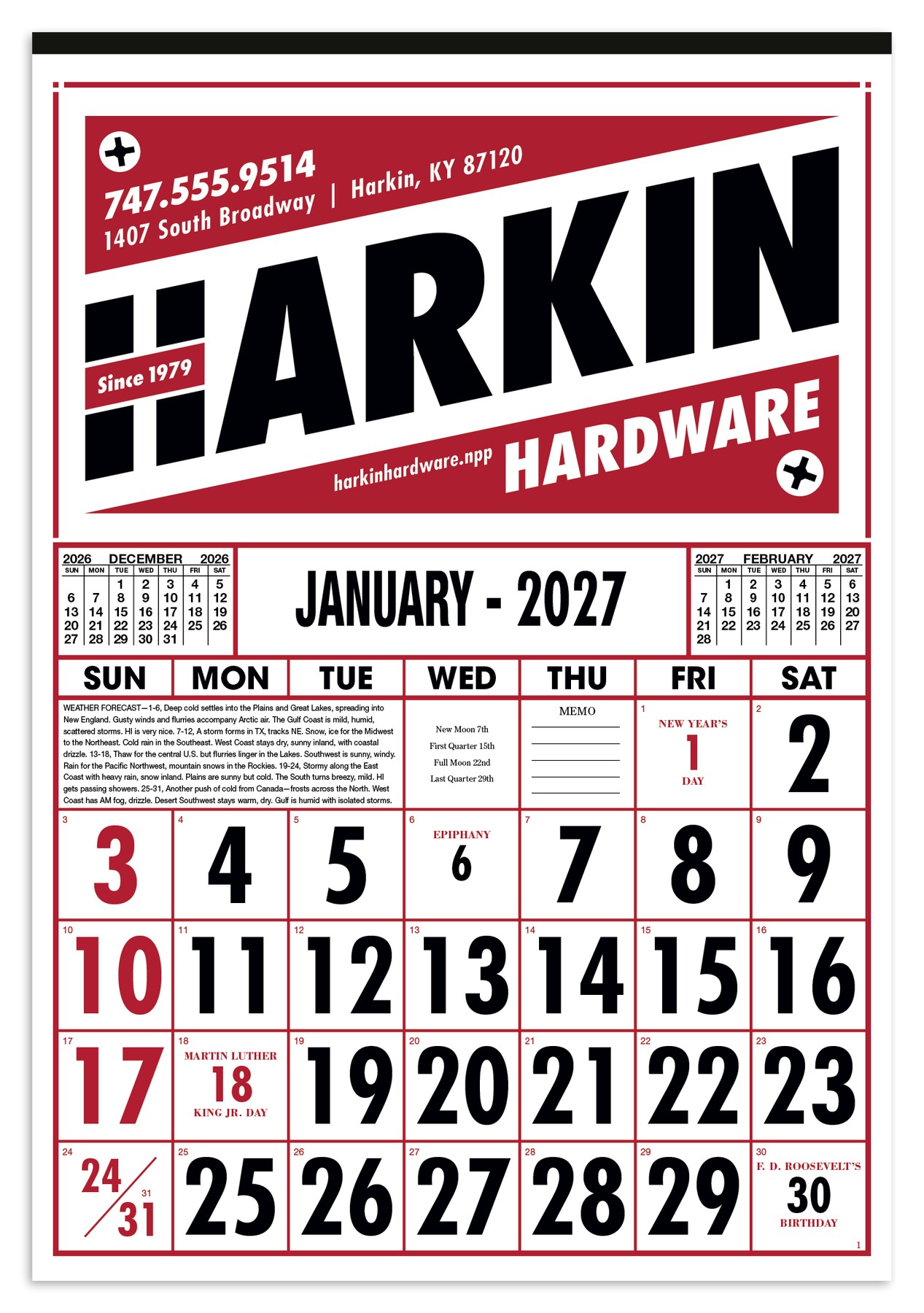 Picture of Skinner & Kennedy® Commercial 12-Sheet Calendar
