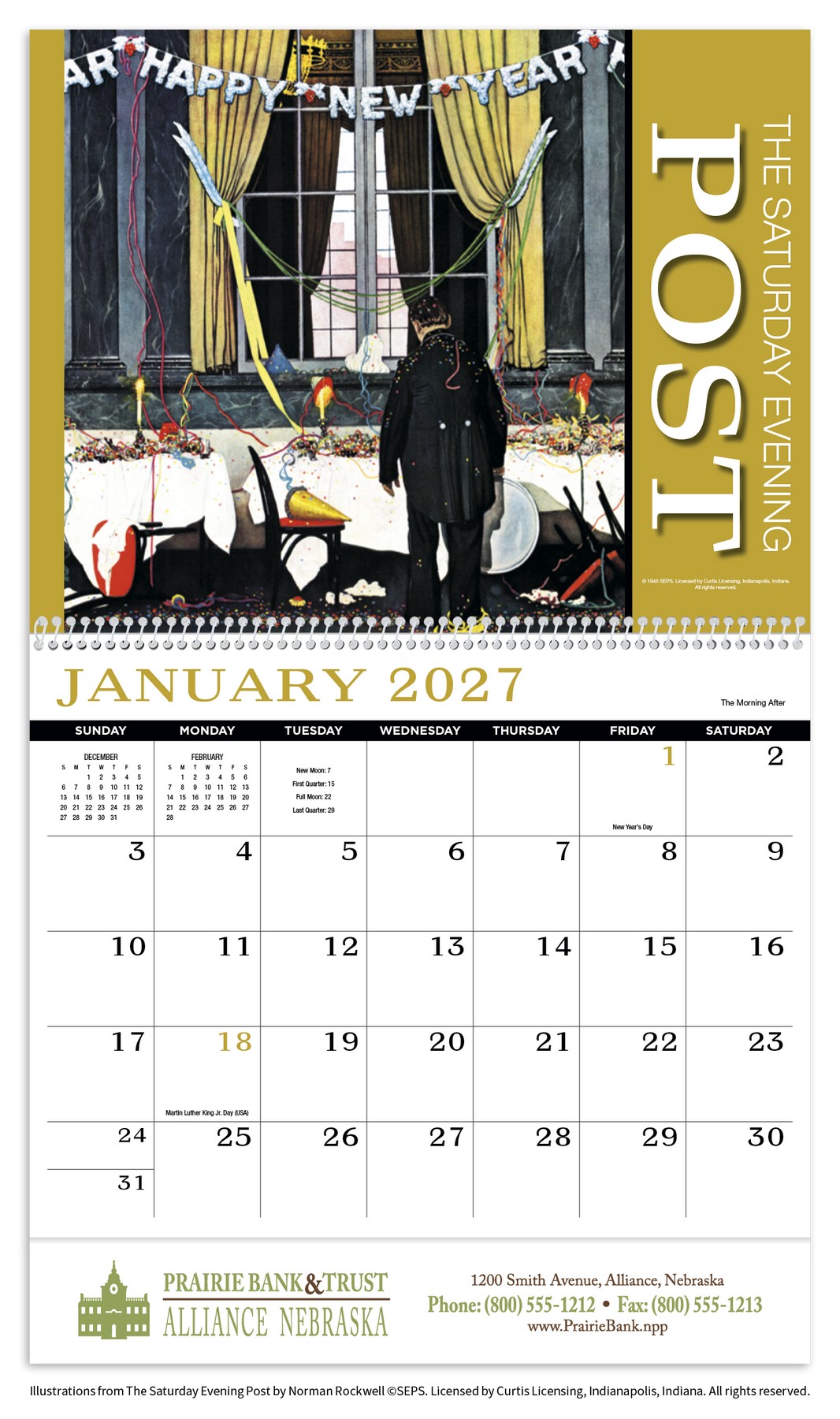 Picture of HotLine® Products Saturday Evening Post Appointment Calendar - Spiral