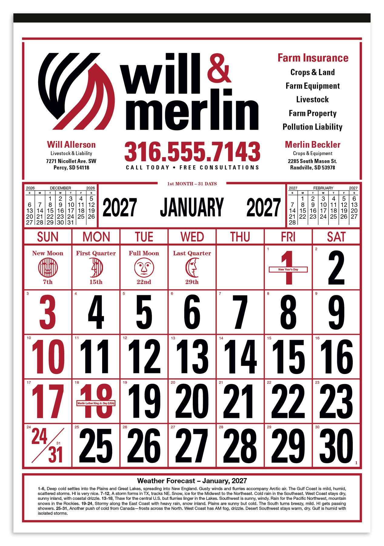 Picture of Skinner & Kennedy® Commercial 12-Sheet Calendar