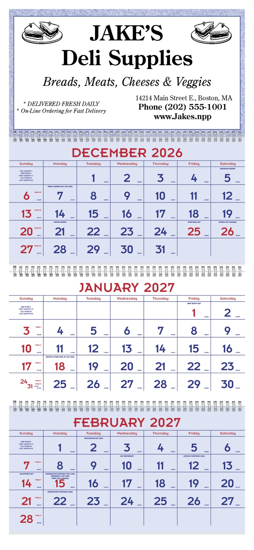 Picture of Triumph® Calendars Red & Blue Commercial Planner