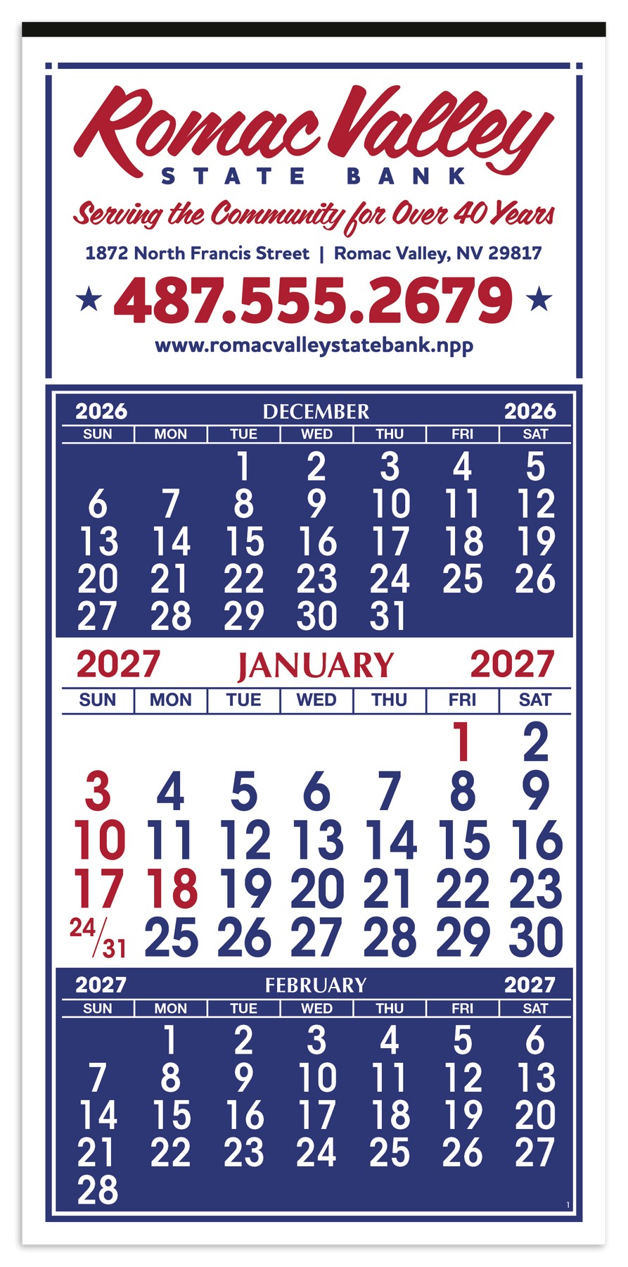 Picture of Skinner & Kennedy® 3-Month Display 12-Sheet Calendar