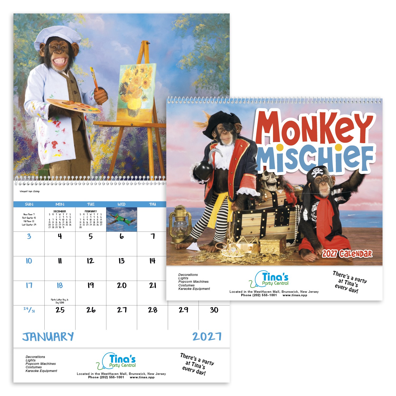 Picture of Good Value™ Monkey Mischief - Spiral Calendar