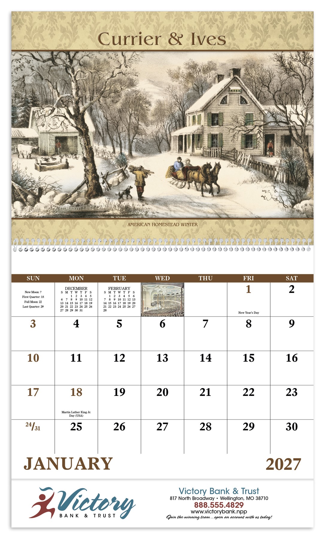 Picture of Good Value™ Currier & Ives - Spiral Calendar