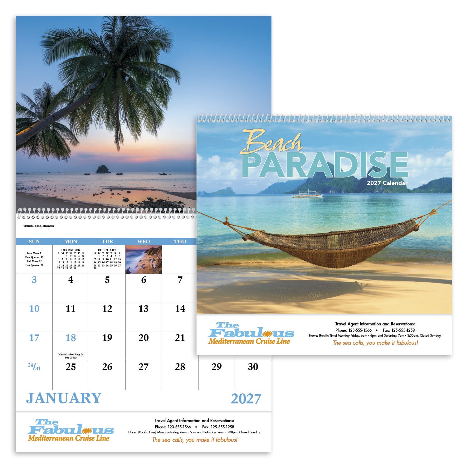 Picture of Good Value™ Beach Paradise - Spiral Calendar