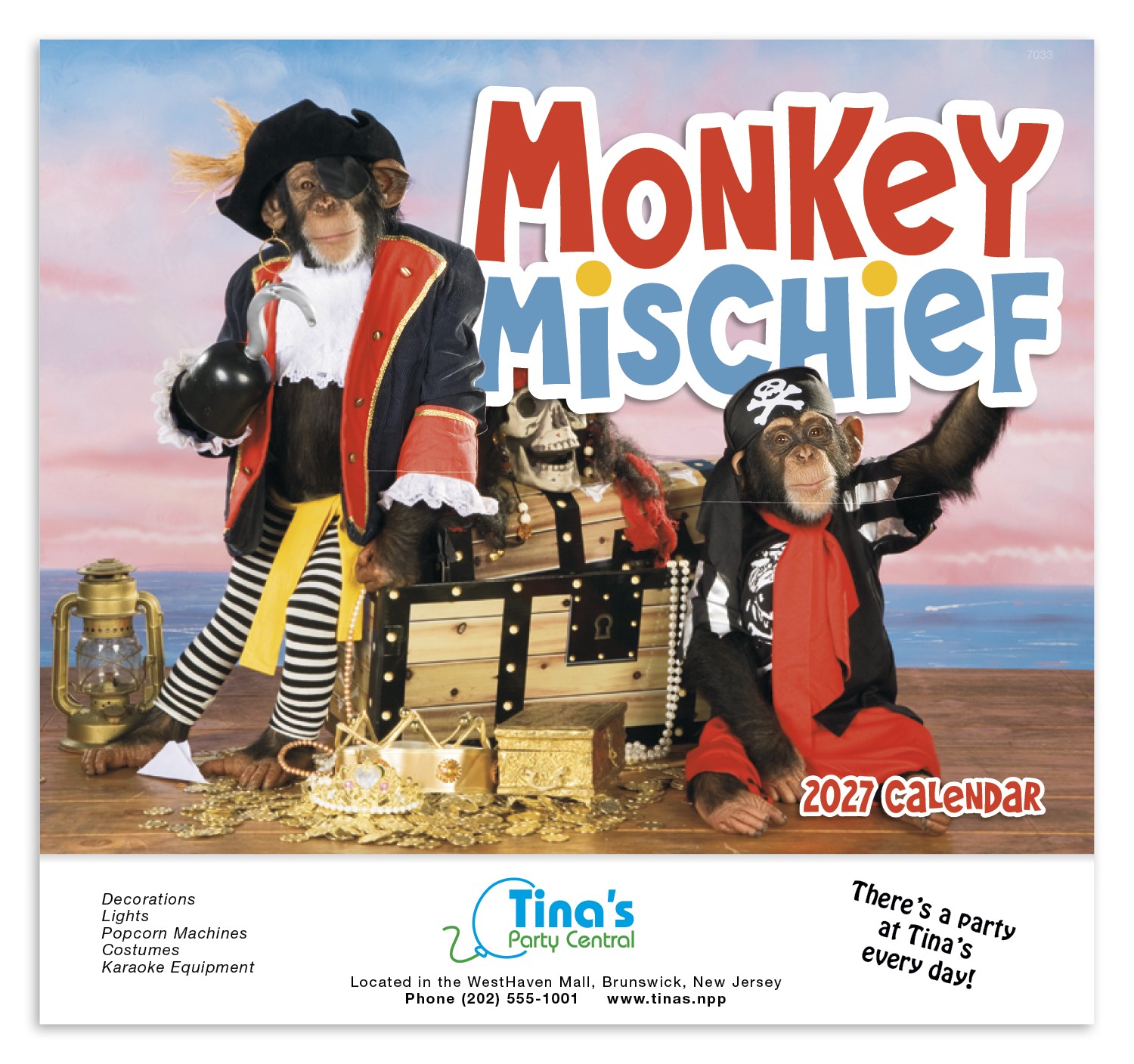 Picture of Good Value™ Monkey Mischief - Stapled Calendar