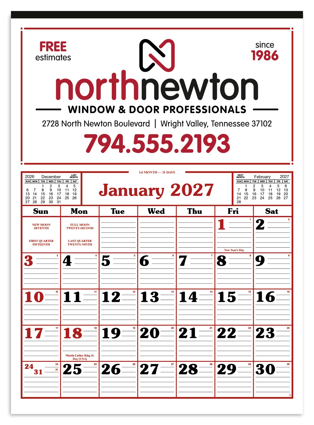 Picture of Skinner & Kennedy® Commercial 12-Sheet Calendar