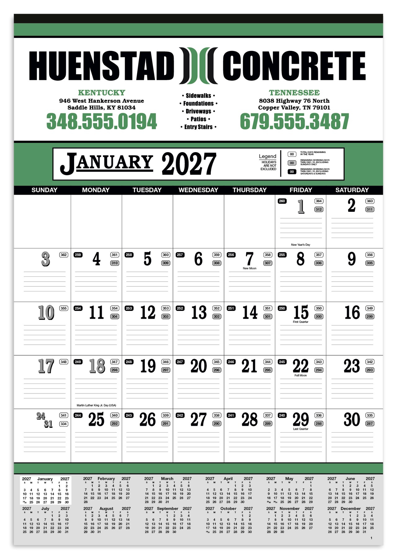 Picture of Skinner & Kennedy® Contractor's 13-Sheet Calendar
