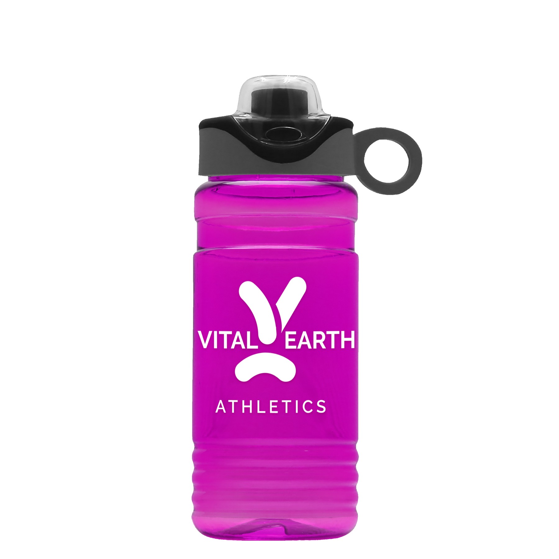 Picture of Garyline® RPET Bottle with Two-Tone Drink-Thru Lid with Silicone Loop - 20 oz.
