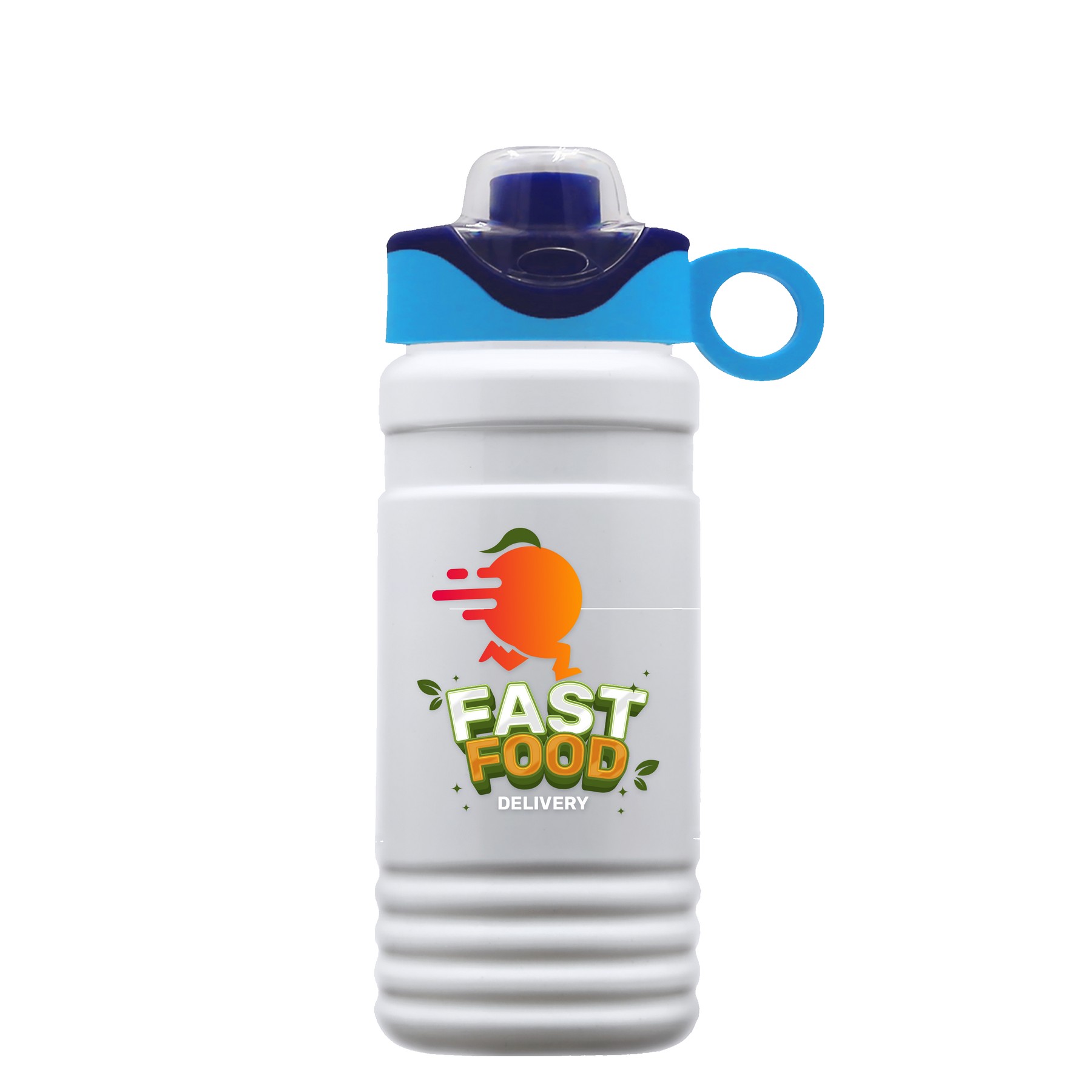 Picture of Garyline® RPET Bottle with Two-Tone Drink-Thru Lid with Silicone Loop - 20 oz.