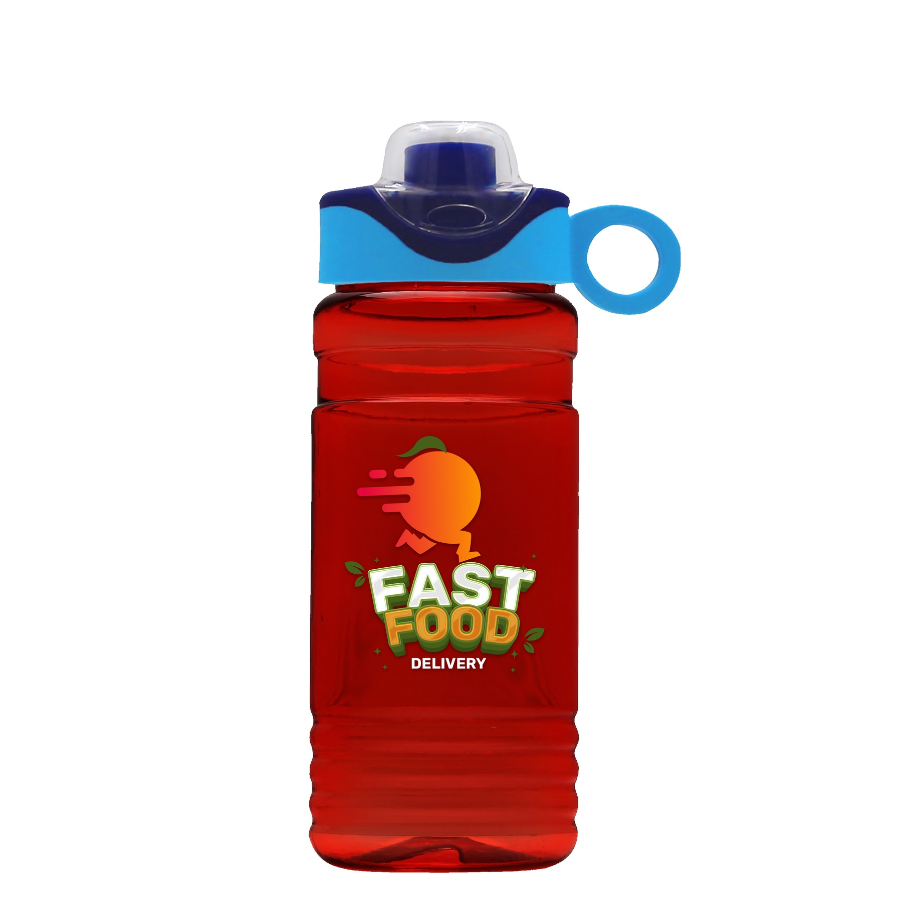 Picture of Garyline® RPET Bottle with Two-Tone Drink-Thru Lid with Silicone Loop - 20 oz.