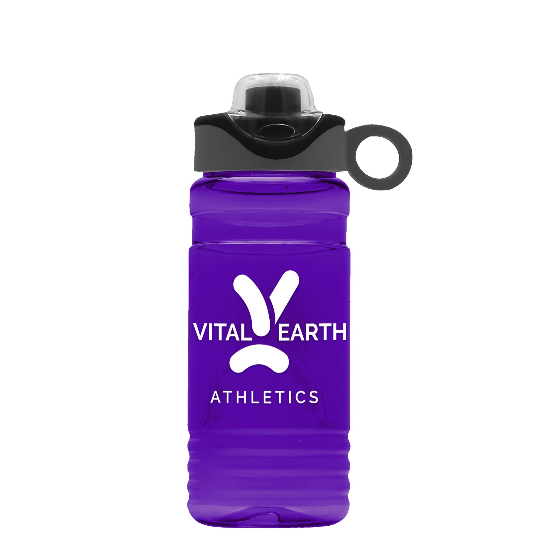 Picture of Garyline® RPET Bottle with Two-Tone Drink-Thru Lid with Silicone Loop - 20 oz.
