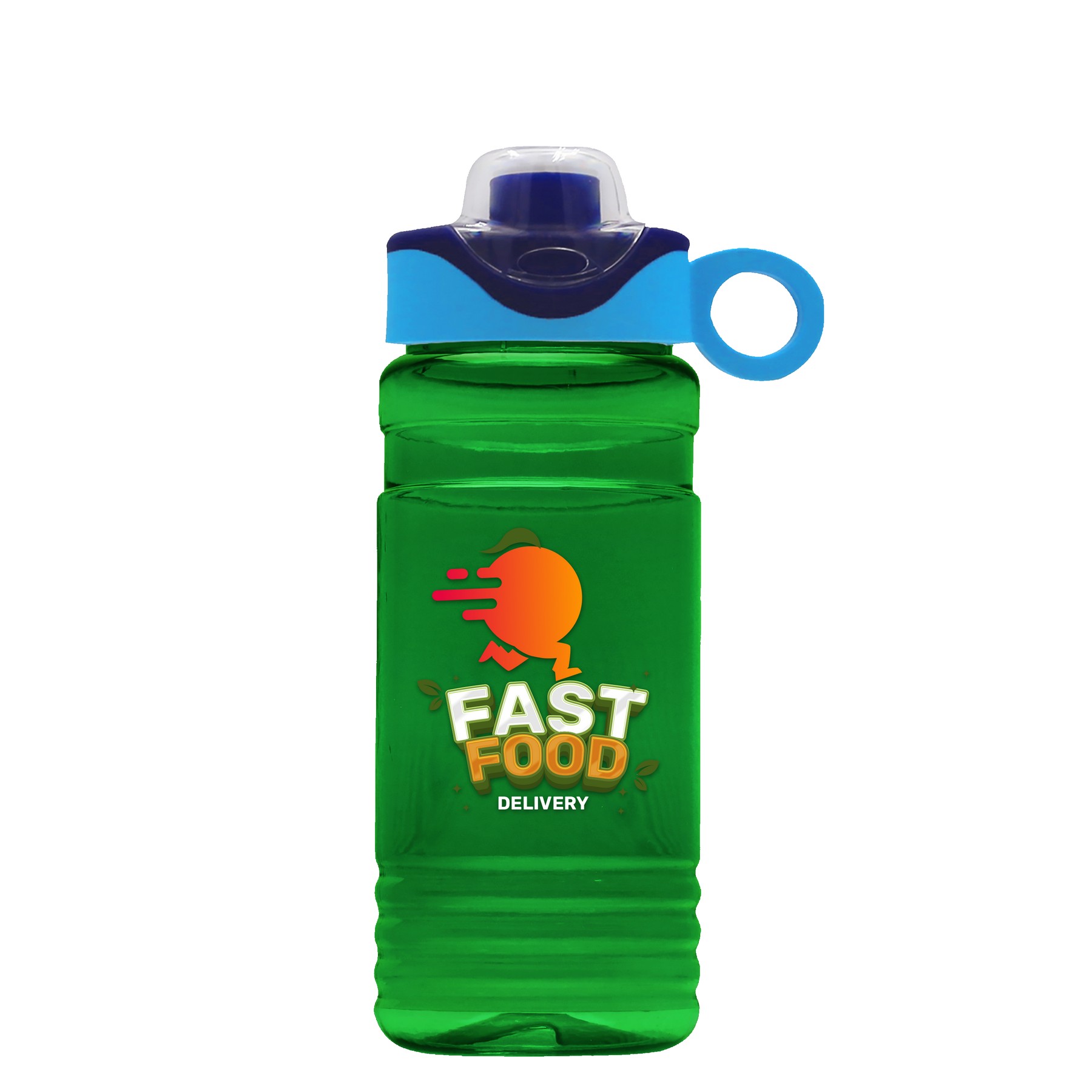Picture of Garyline® RPET Bottle with Two-Tone Drink-Thru Lid with Silicone Loop - 20 oz.