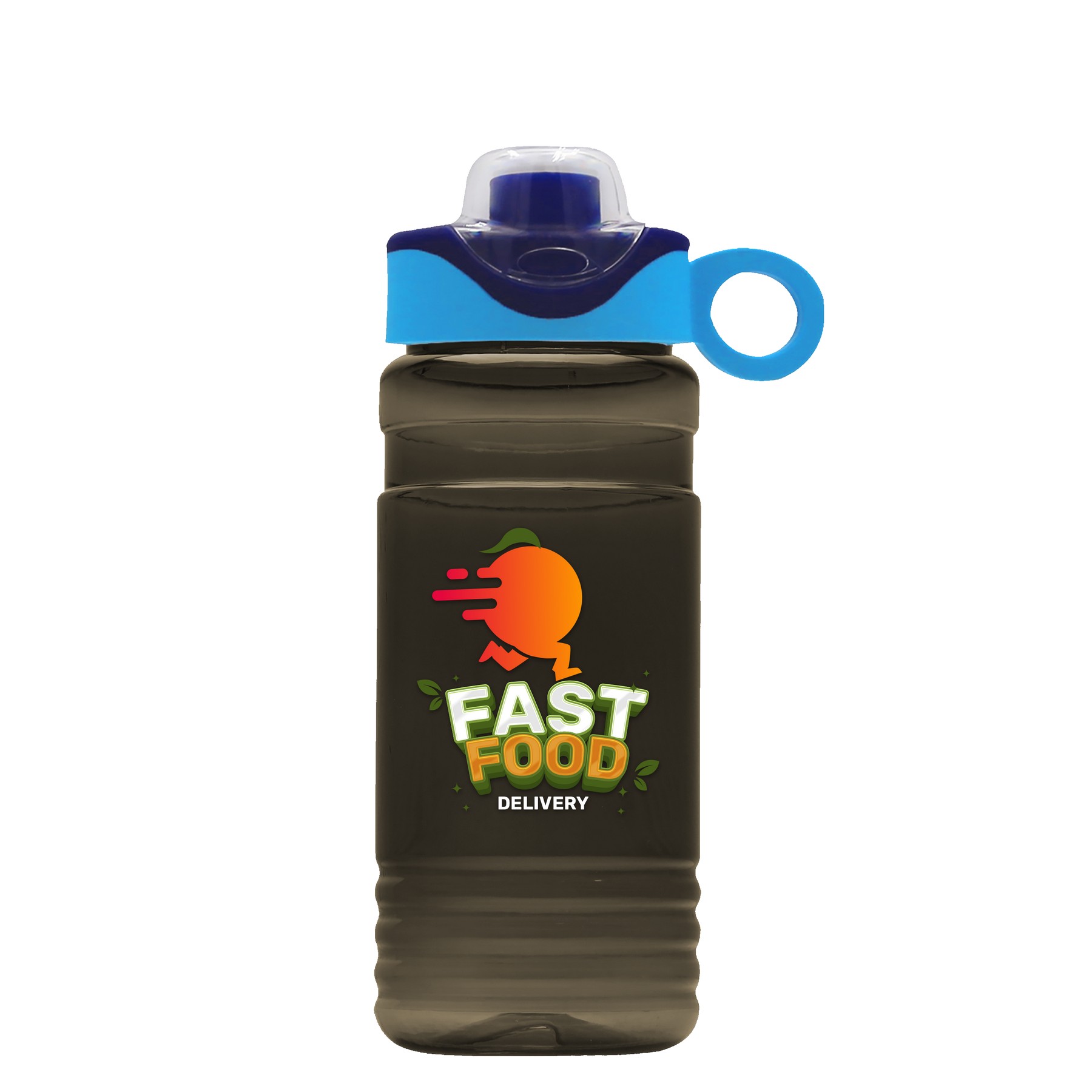 Picture of Garyline® RPET Bottle with Two-Tone Drink-Thru Lid with Silicone Loop - 20 oz.