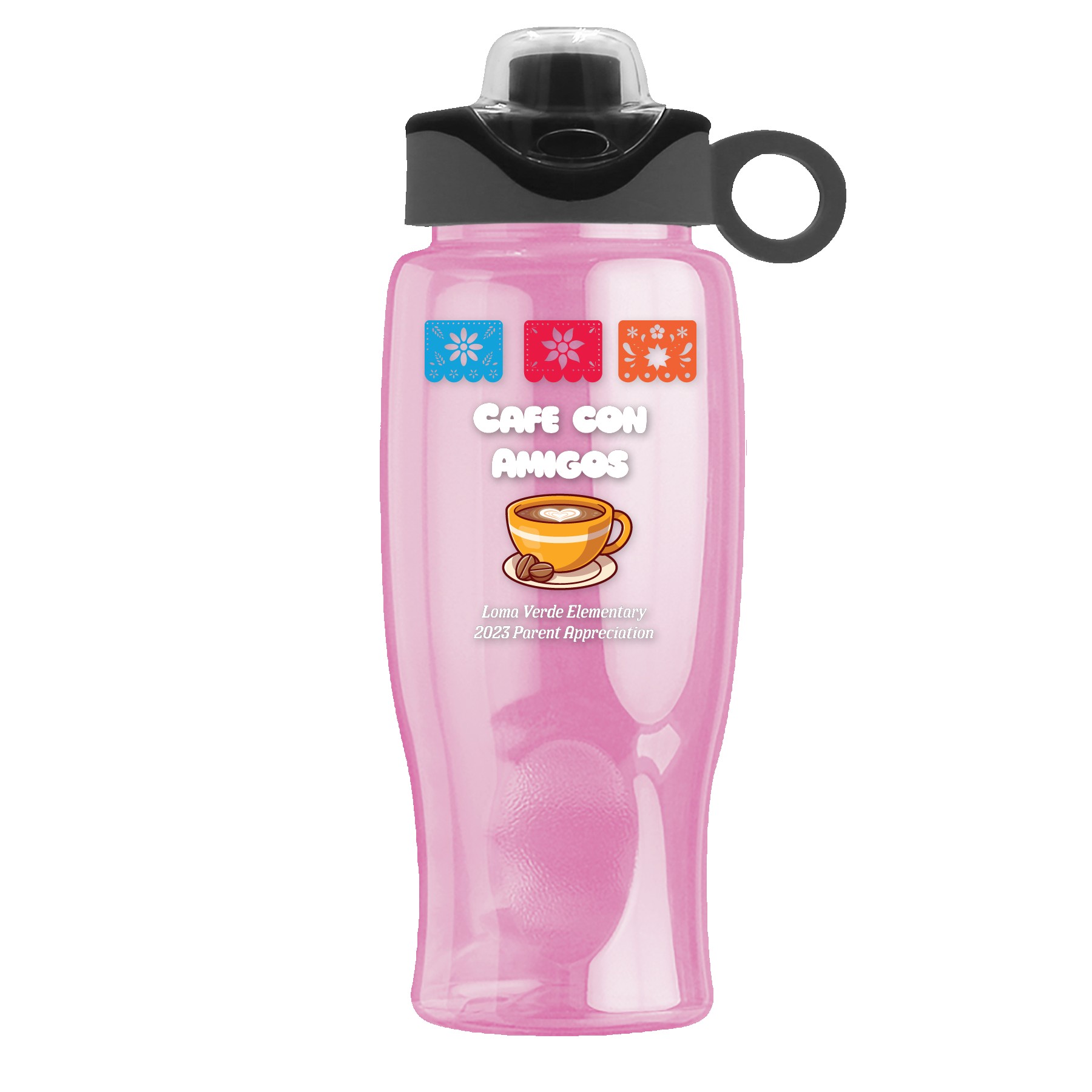 Picture of Garyline® Poly+ Bottle with Two-Tone Drink-Thru Lid with Silicone Loop - 27 oz.