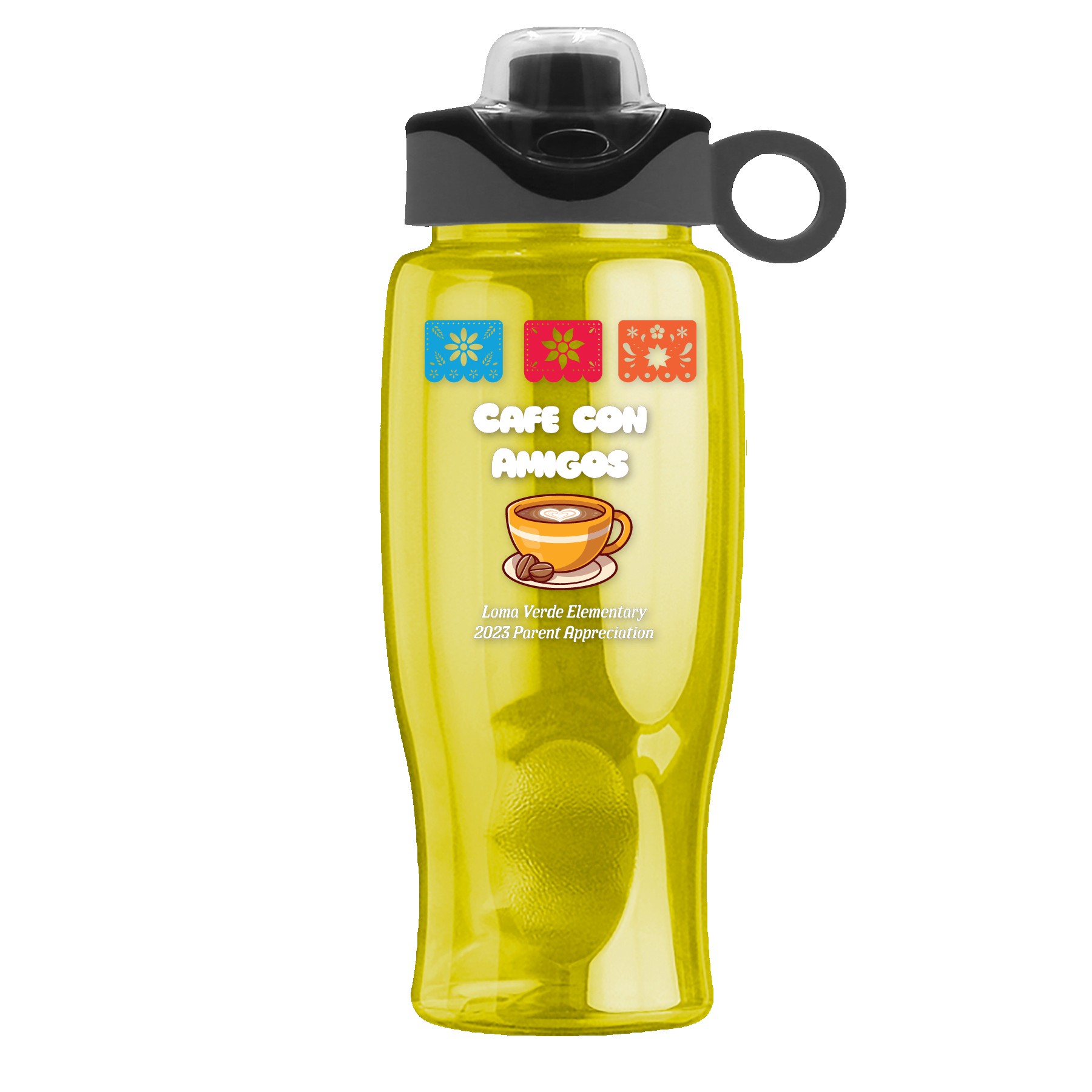 Picture of Garyline® Poly+ Bottle with Two-Tone Drink-Thru Lid with Silicone Loop - 27 oz.