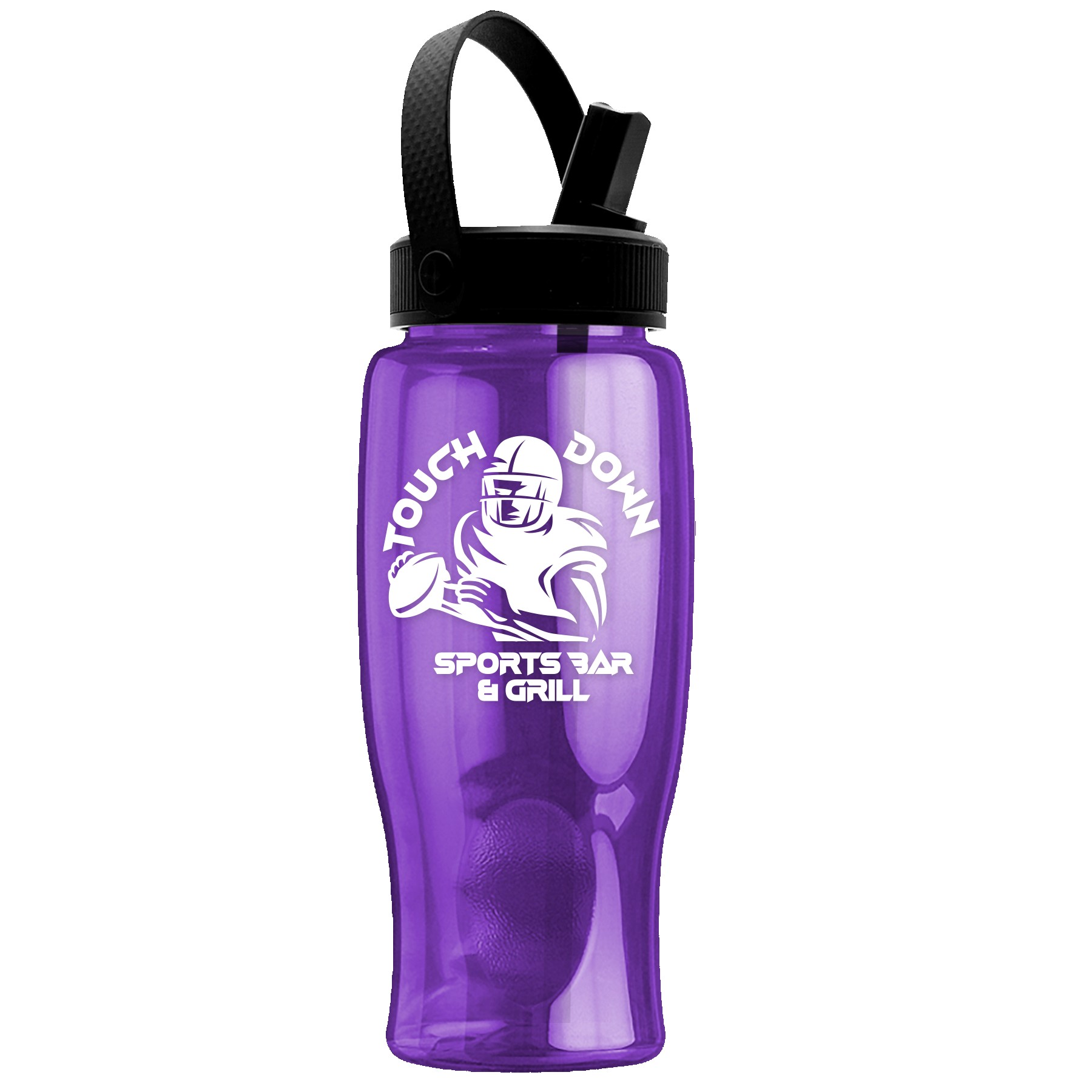 Picture of Garyline® Poly+ Bottle with Flip-Straw, Swivel-Handle Lid - 27 oz.