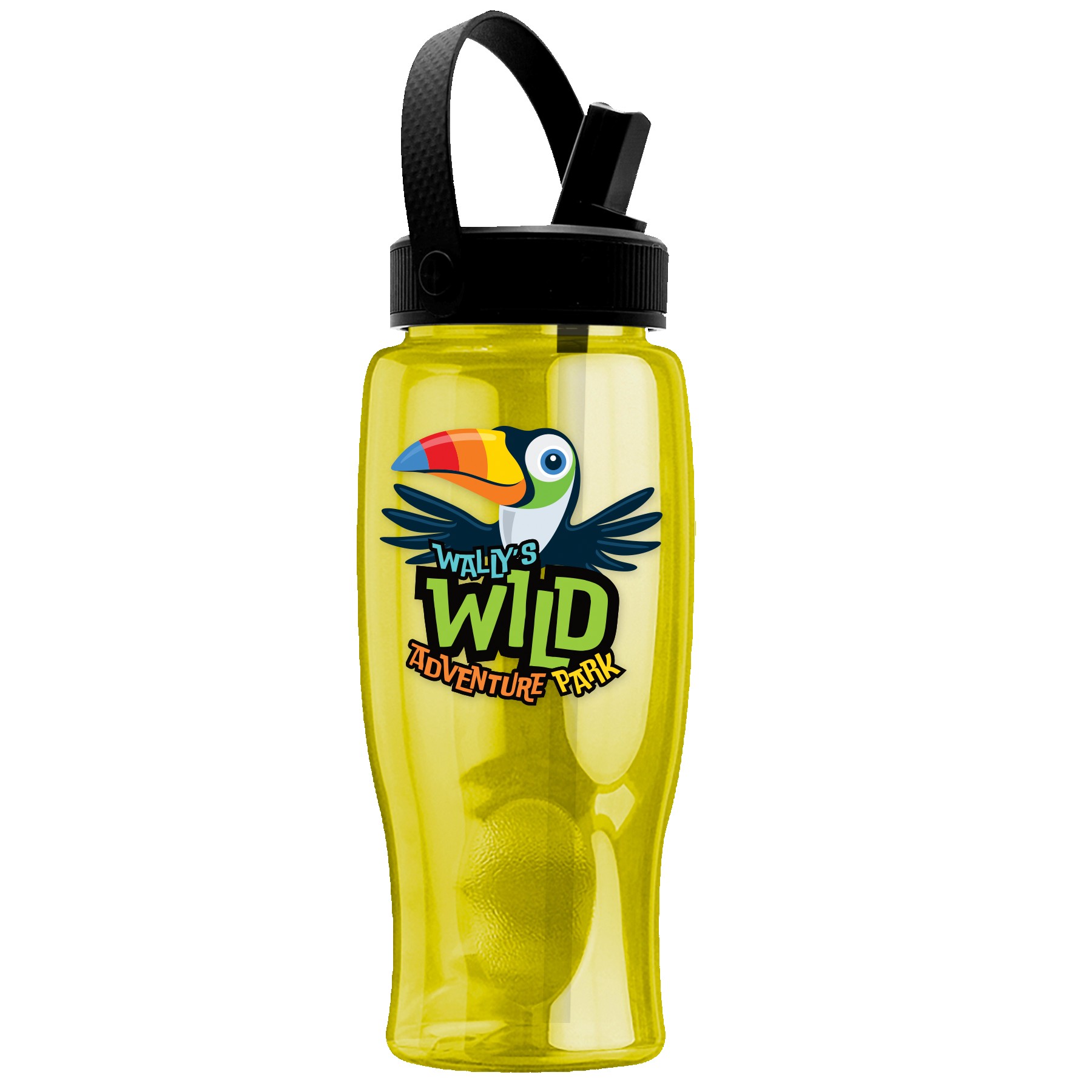 Picture of Garyline® Poly+ Bottle with Flip-Straw, Swivel-Handle Lid - 27 oz.
