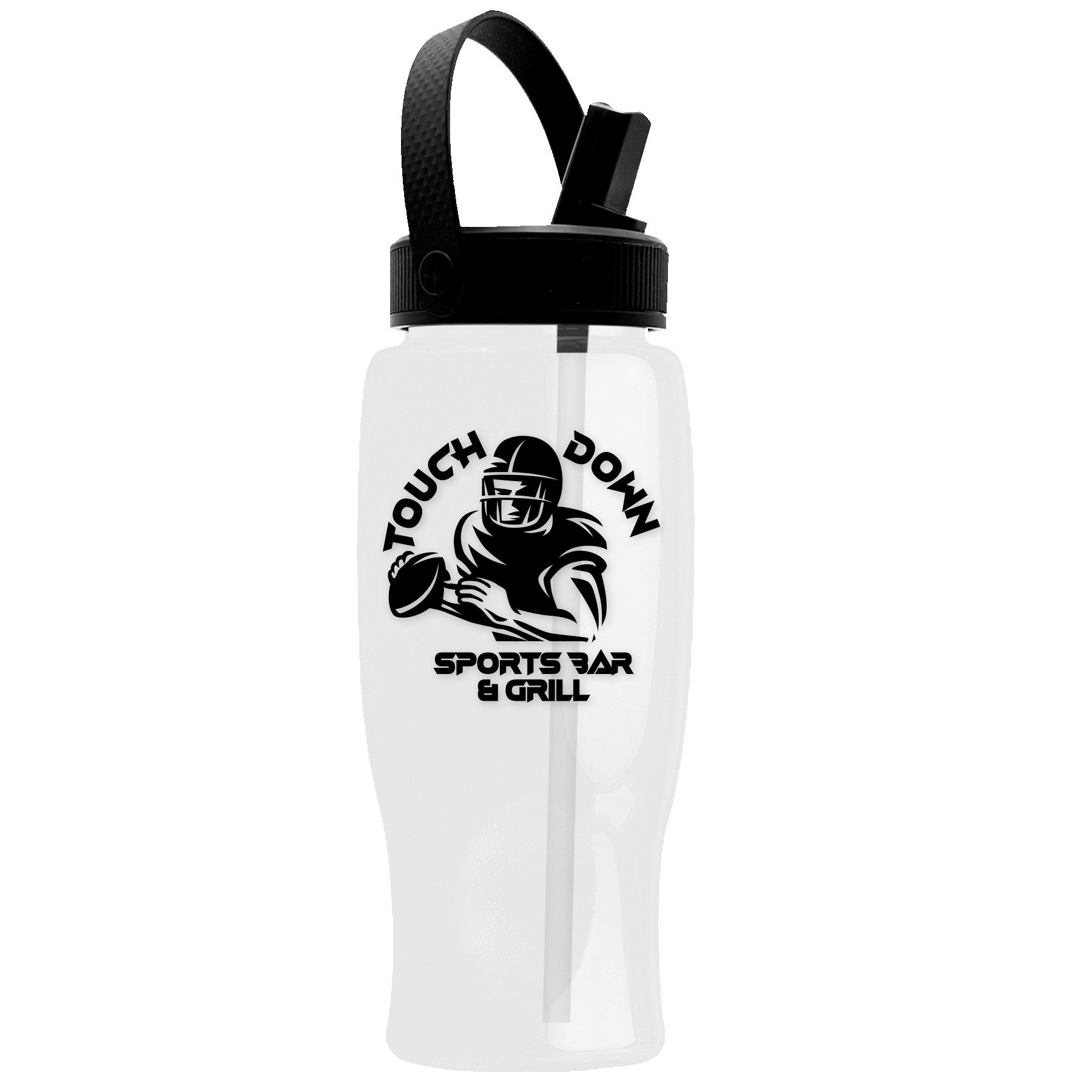 Picture of Garyline® Poly+ Bottle with Flip-Straw, Swivel-Handle Lid - 27 oz.