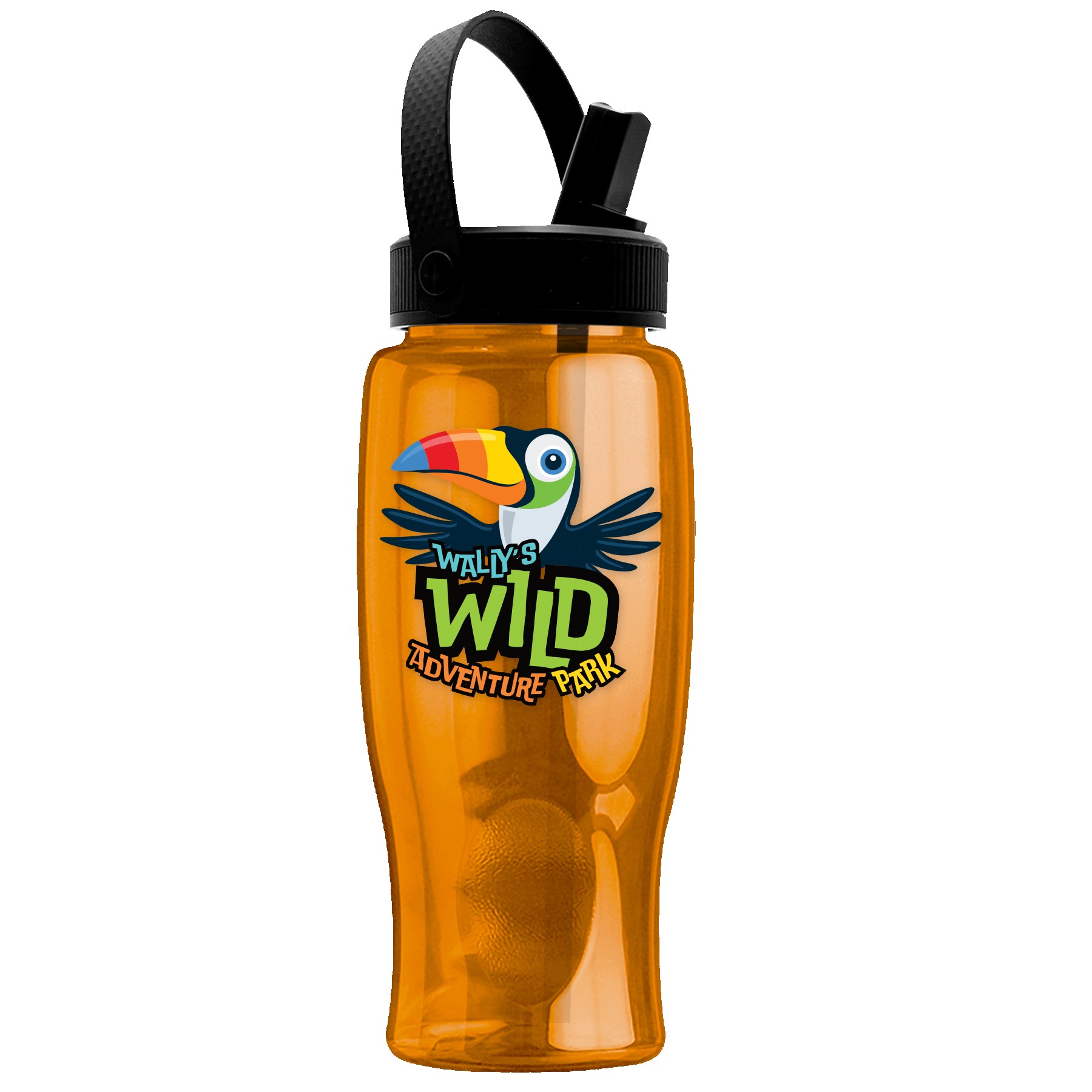 Picture of Garyline® Poly+ Bottle with Flip-Straw, Swivel-Handle Lid - 27 oz.