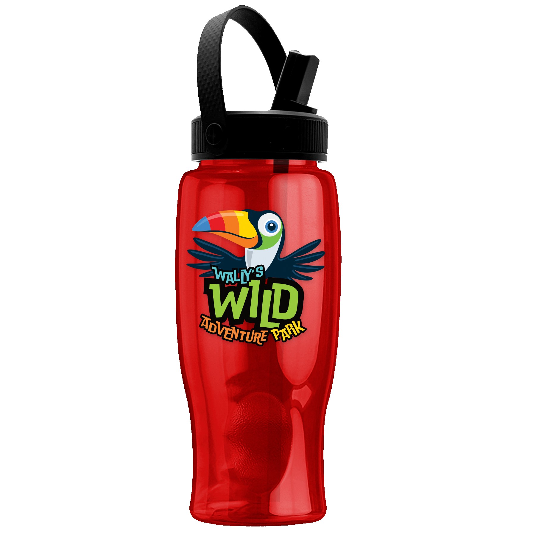 Picture of Garyline® Poly+ Bottle with Flip-Straw, Swivel-Handle Lid - 27 oz.