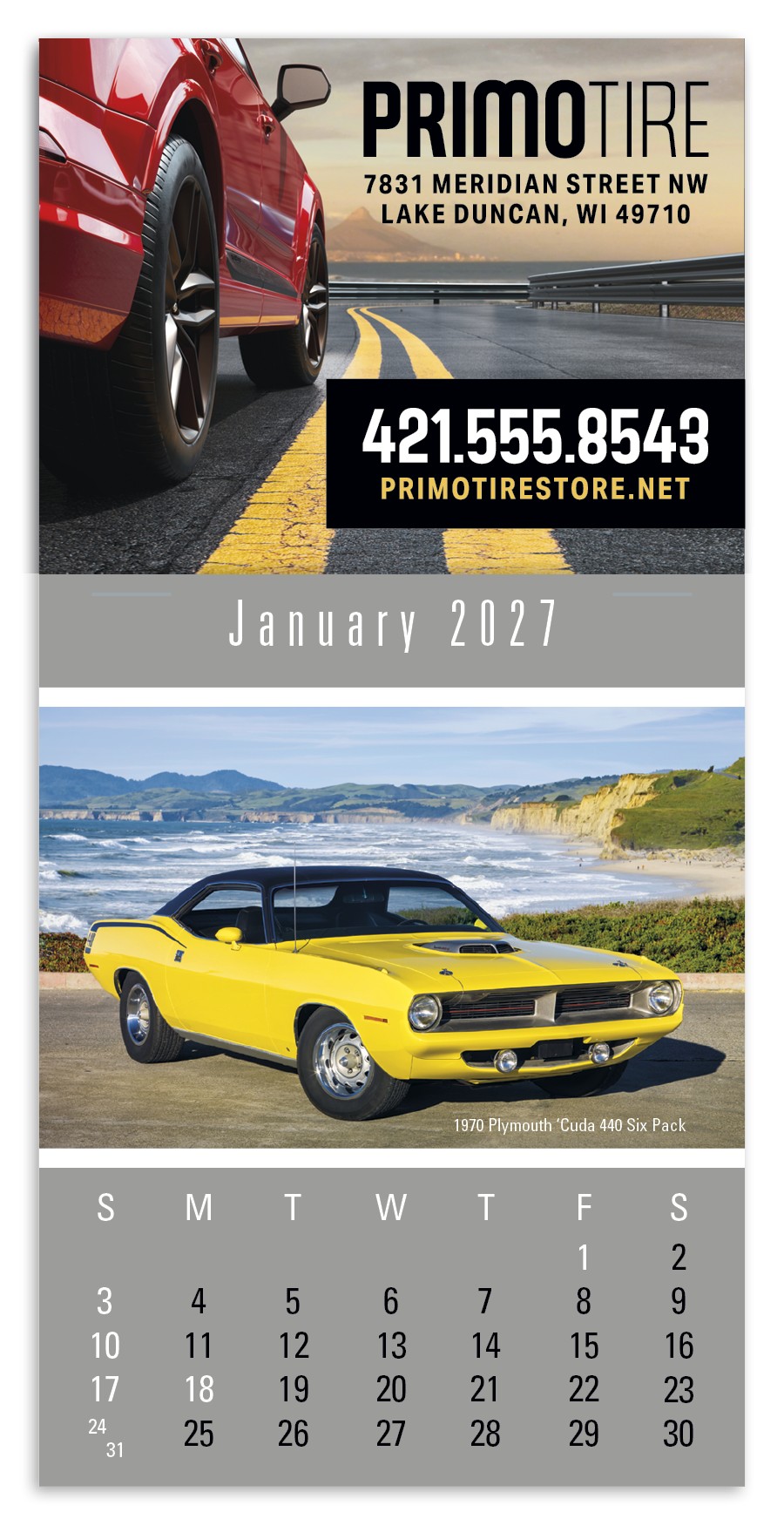Picture of Triumph® Calendars Press-N-Stick Full-Color Header Cruisin? Cars Calendar