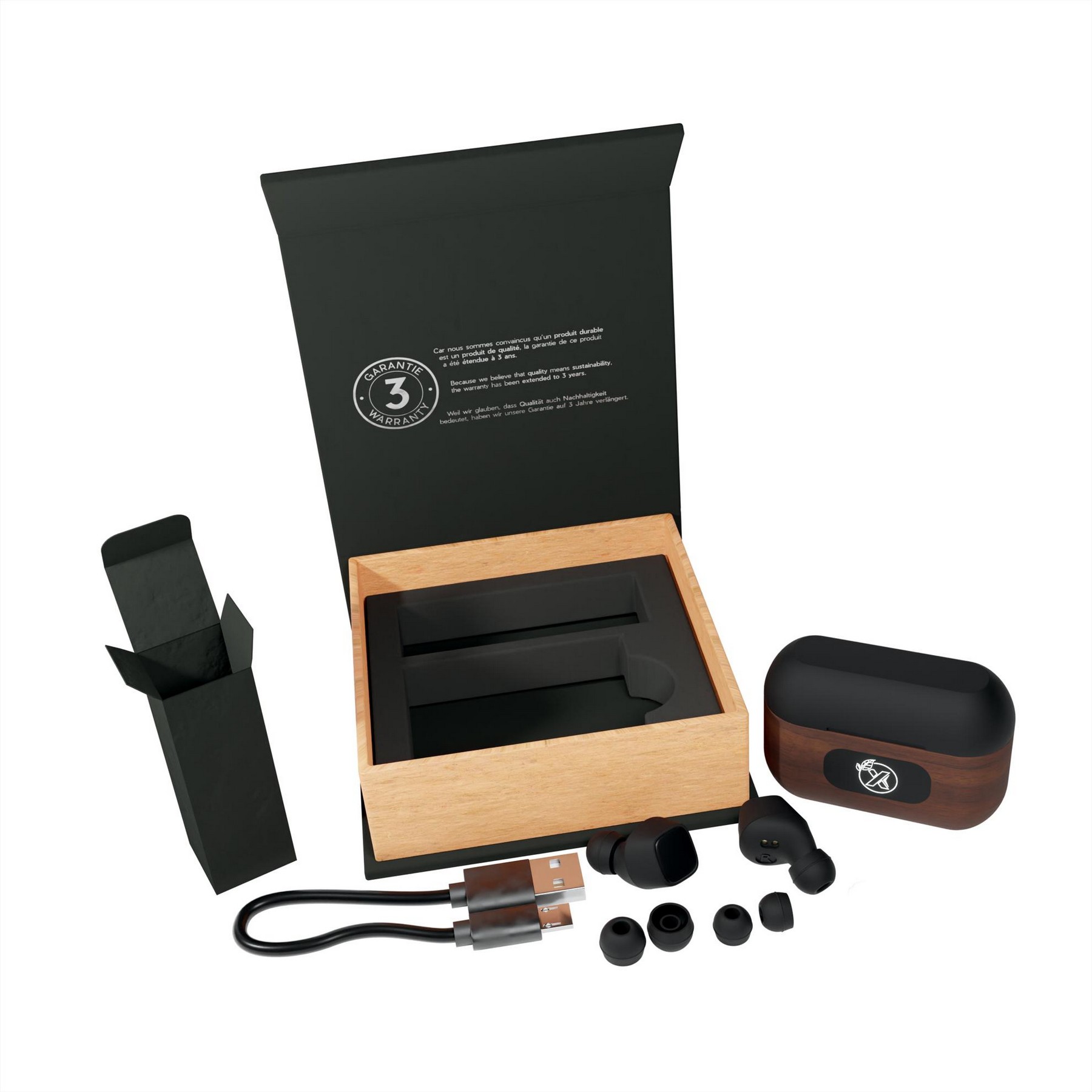Picture of SCX Innovative Design™ Walnut Wood Wireless Earbuds and Charging Case