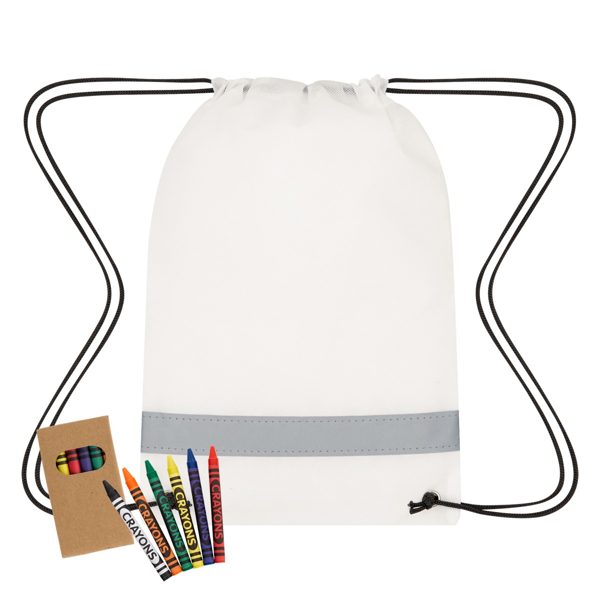 Picture of Lil' Bit Reflective Coloring Drawstring Bag With Crayons