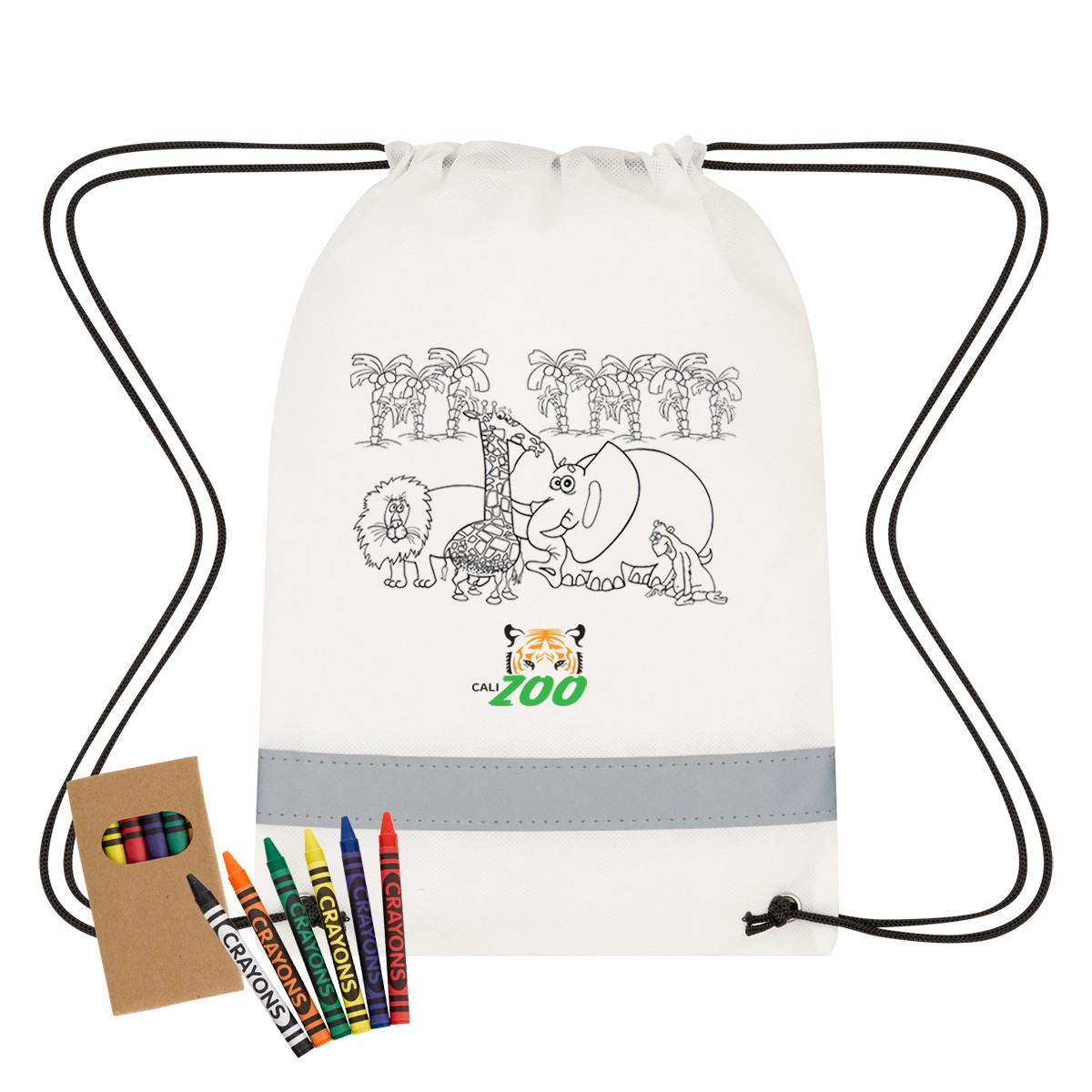 Picture of Lil' Bit Reflective Coloring Drawstring Bag With Crayons