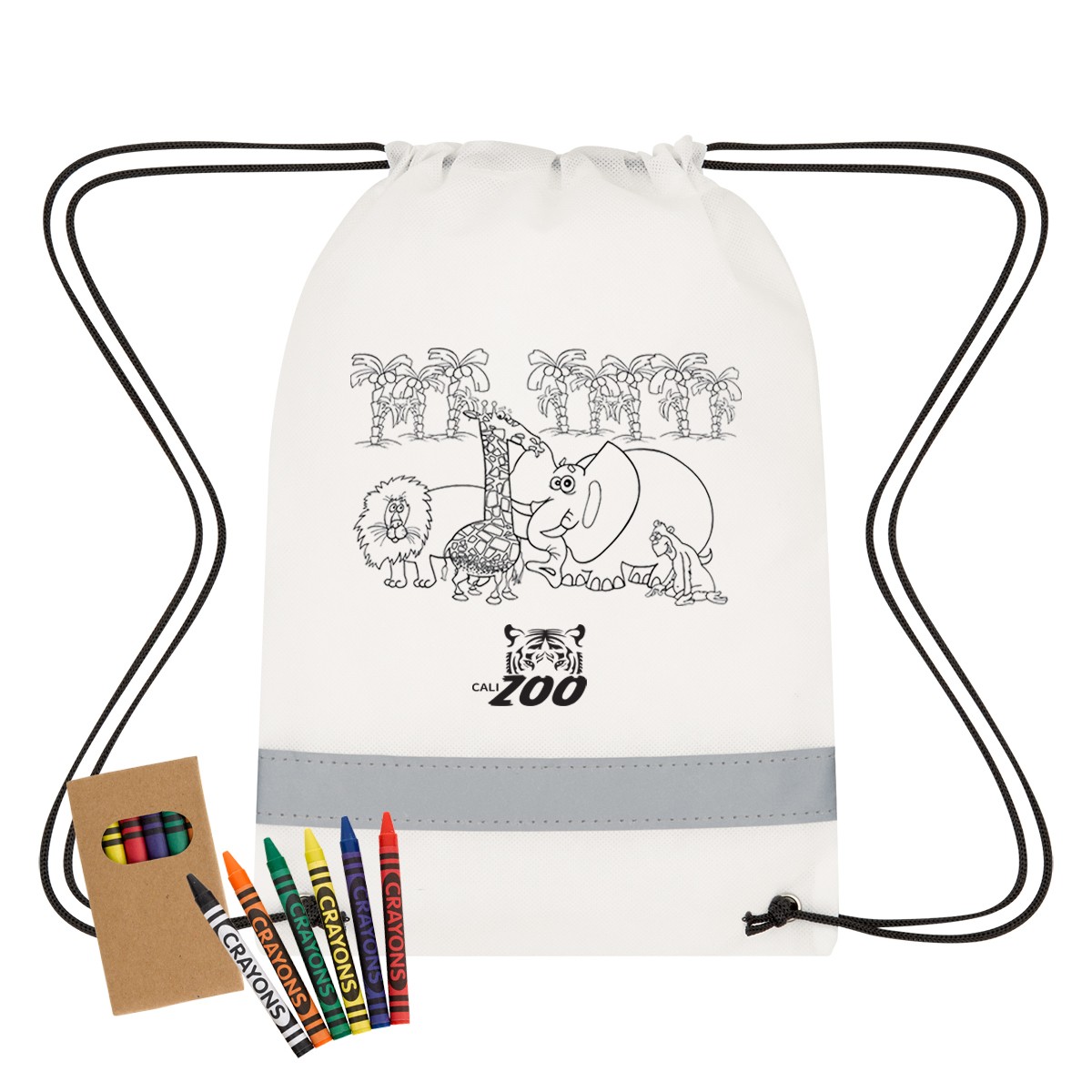 Picture of Lil' Bit Reflective Coloring Drawstring Bag With Crayons