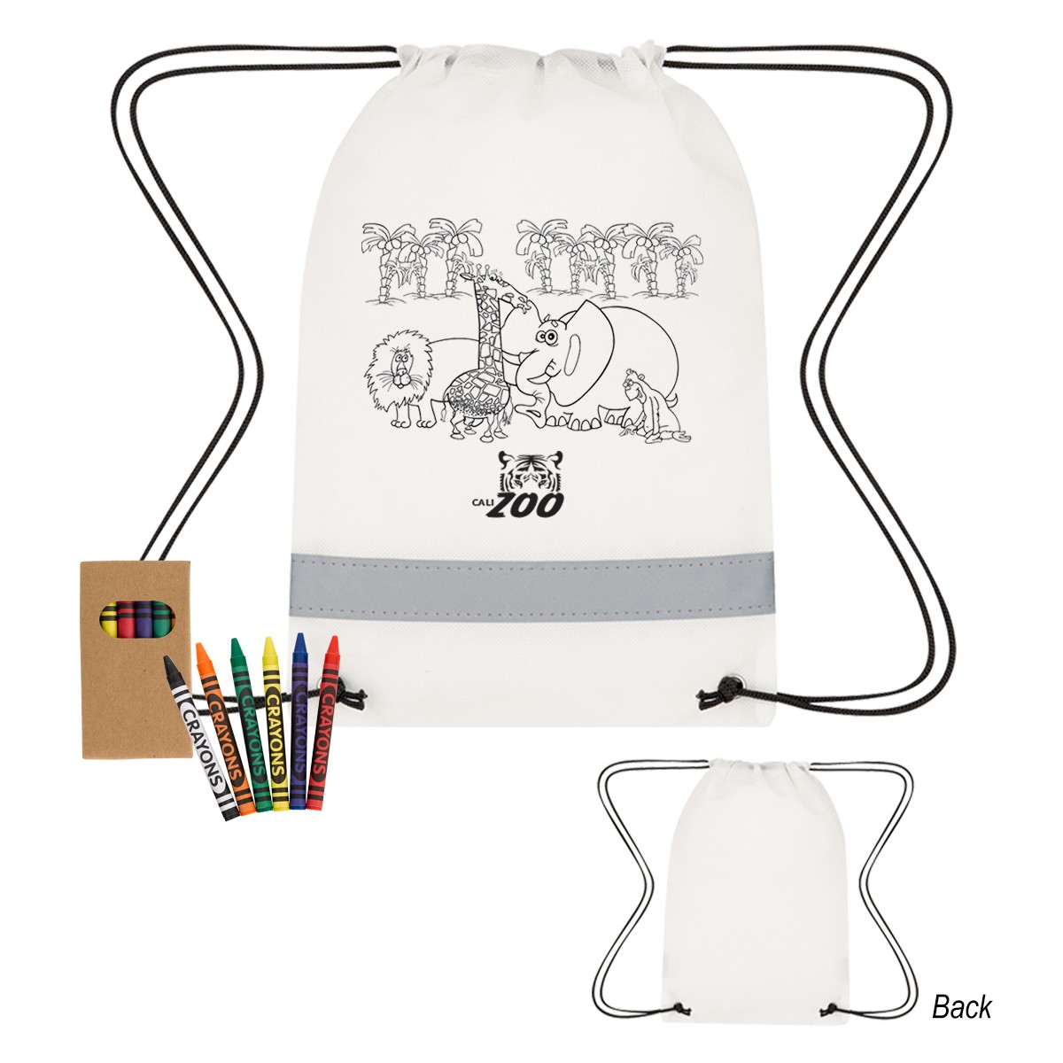 Picture of Lil' Bit Reflective Coloring Drawstring Bag With Crayons