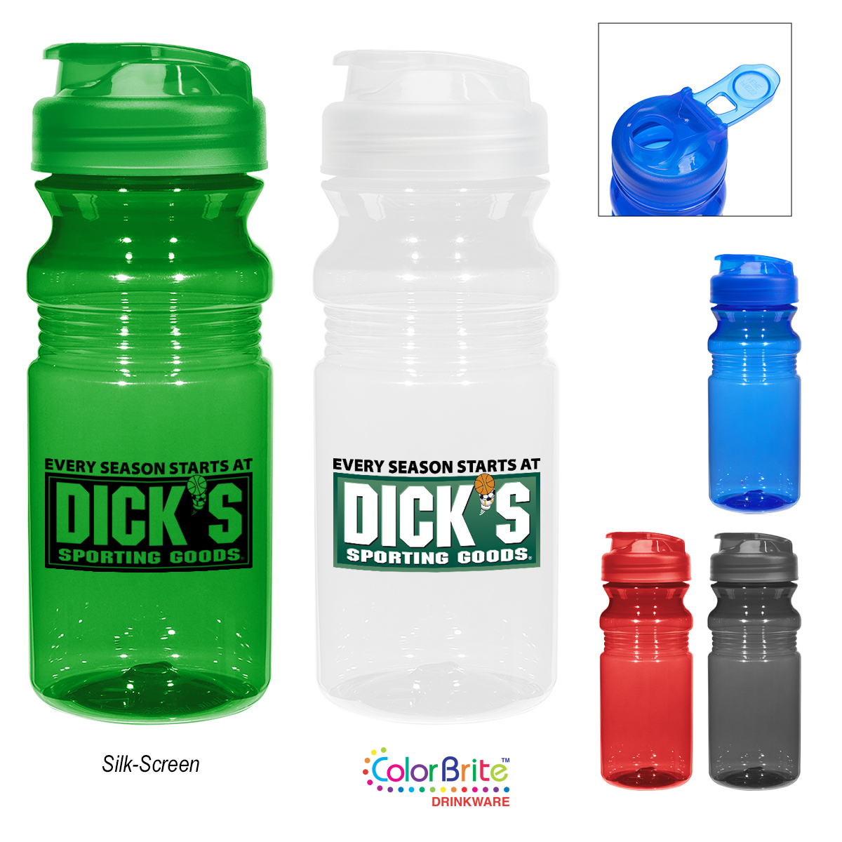 Picture of 20 Oz. Poly-clear™ Fitness Bottle With Super Sipper Lid