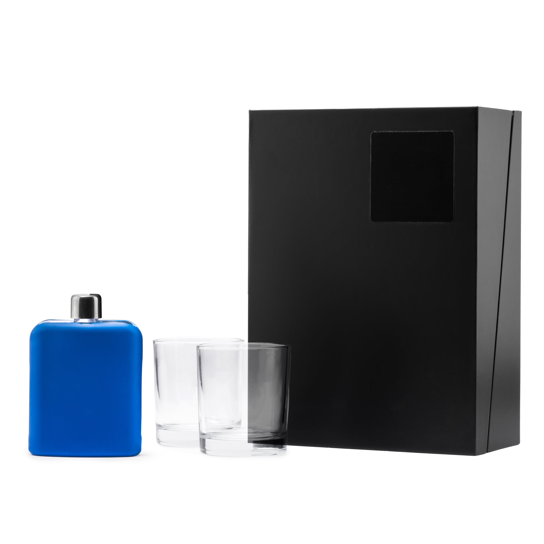 Picture of 6 oz Flask & 10 oz Island Rocks Glasses - Gift Set