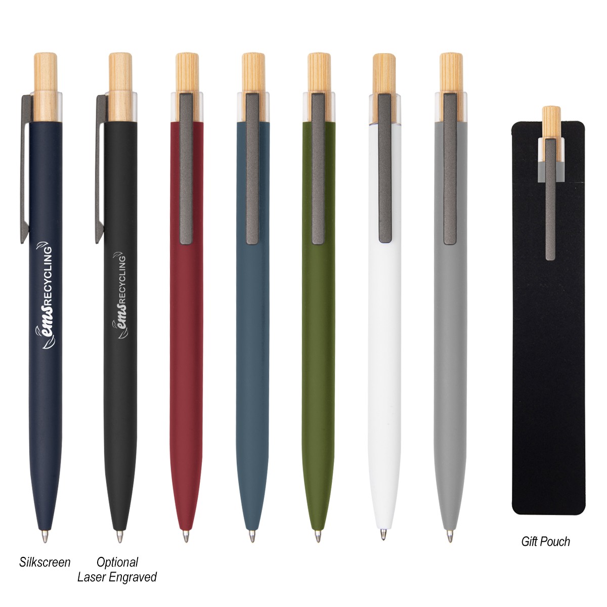 Picture of Recycled Aluminum Pen With Bamboo Plunger