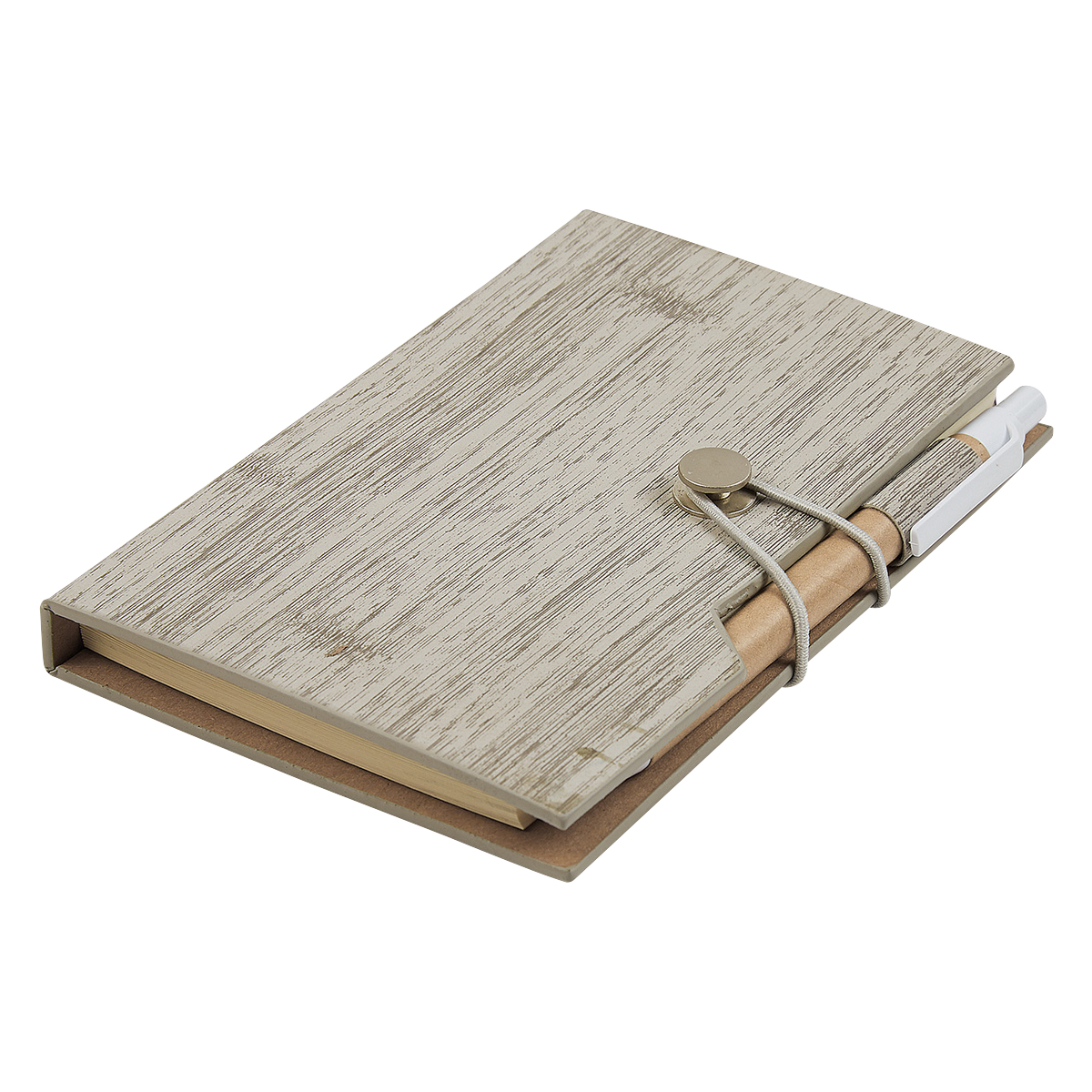 Picture of Woodgrain Look Notebook With Sticky Notes And Flags