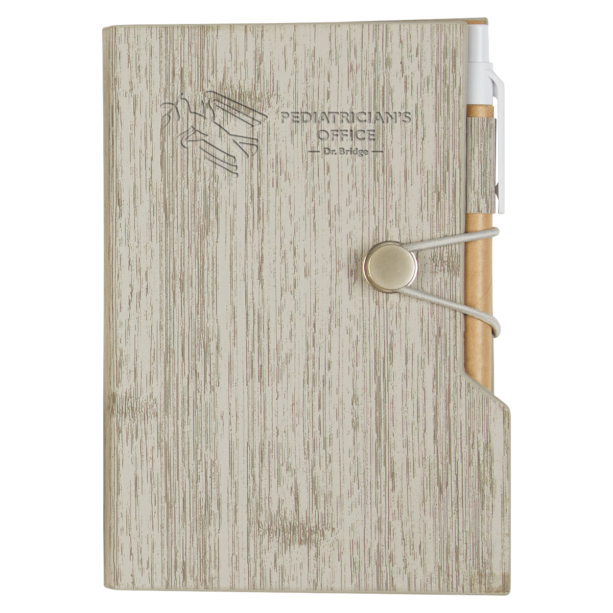 Picture of Woodgrain Look Notebook With Sticky Notes And Flags