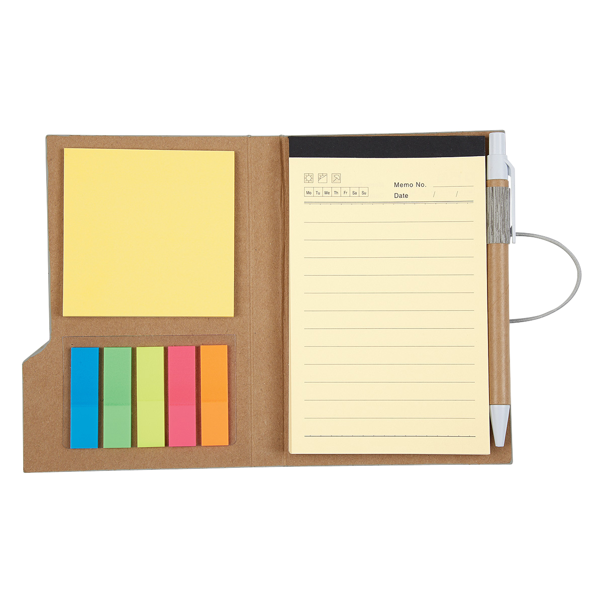 Picture of Woodgrain Look Notebook With Sticky Notes And Flags