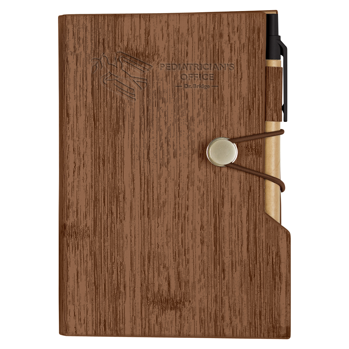 Picture of Woodgrain Look Notebook With Sticky Notes And Flags