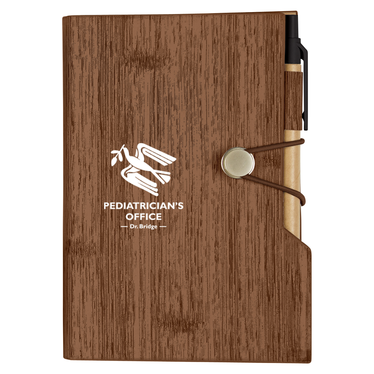 Picture of Woodgrain Look Notebook With Sticky Notes And Flags