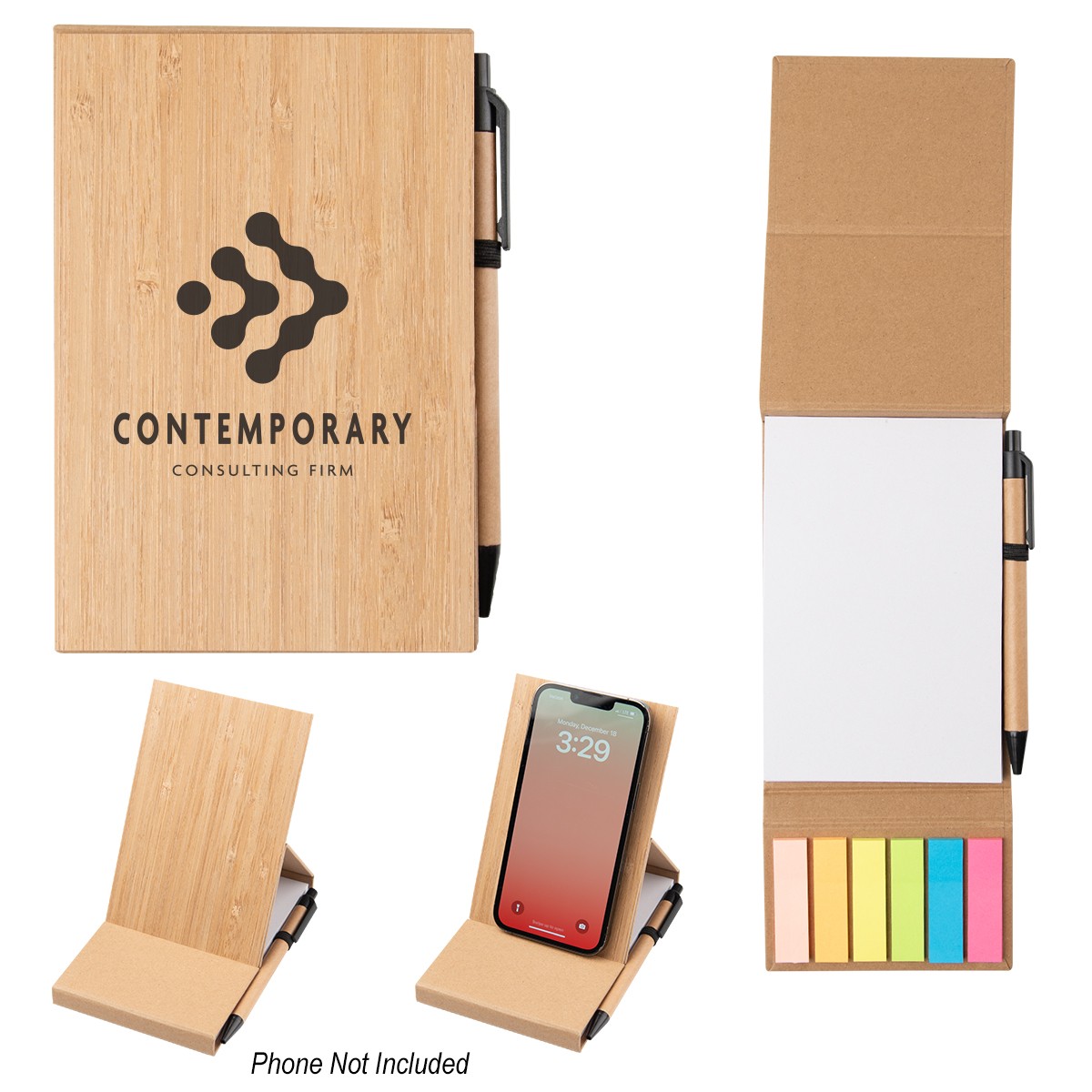 Picture of Bamboo Desk Jotter With Phone Stand