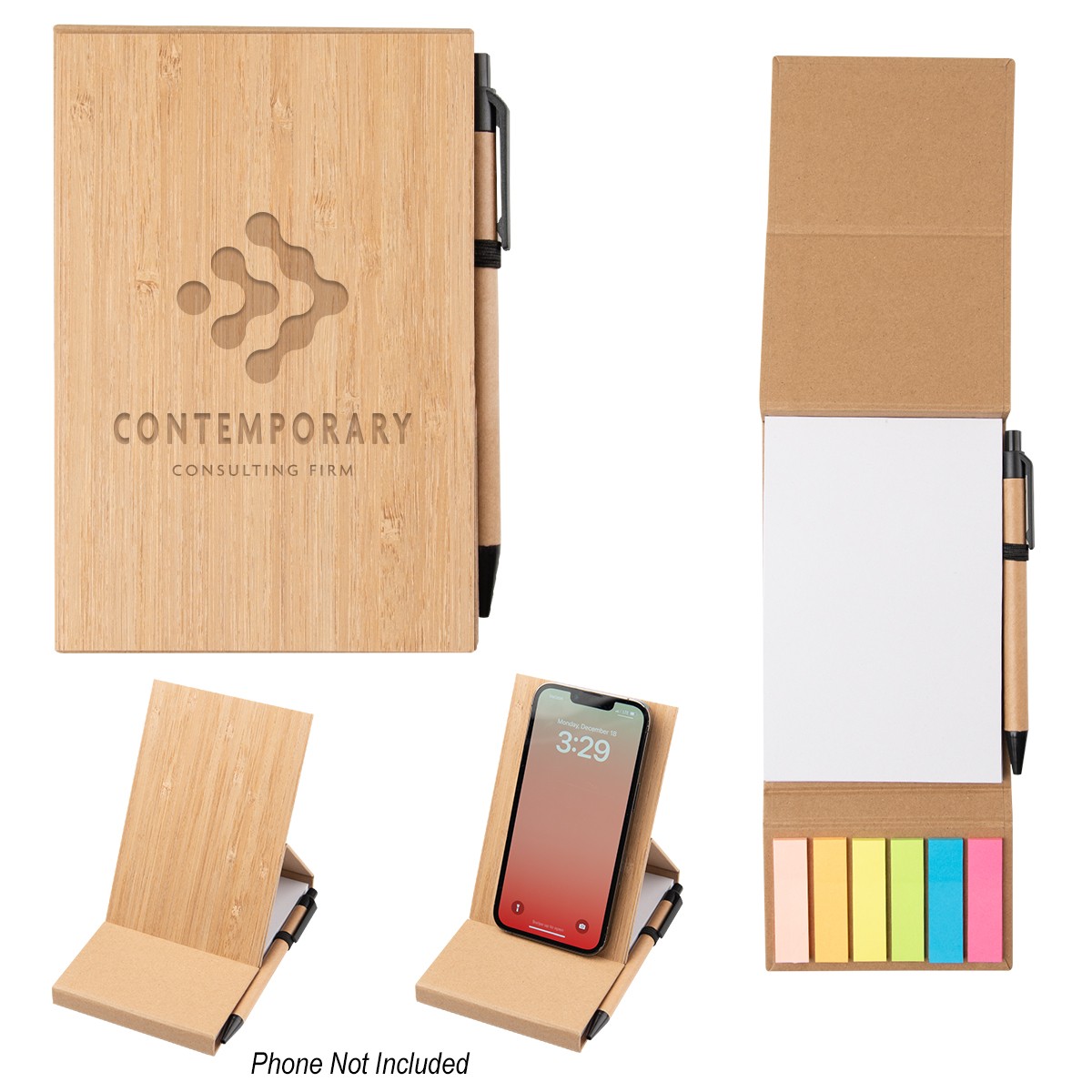 Picture of Bamboo Desk Jotter With Phone Stand
