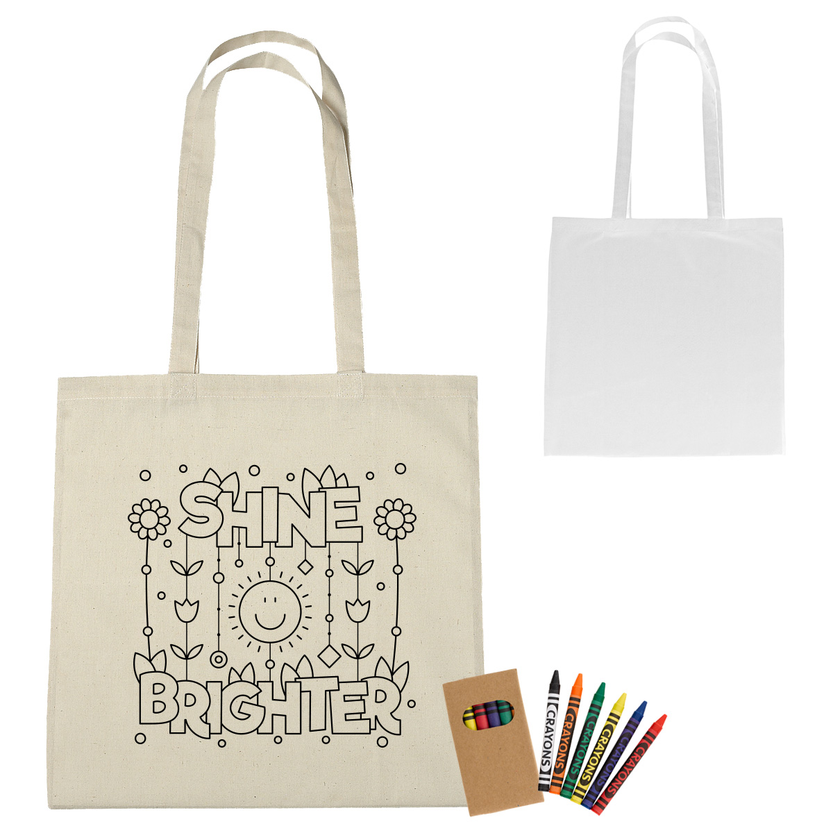 Picture of 100% Cotton Coloring Tote Bag With Crayons