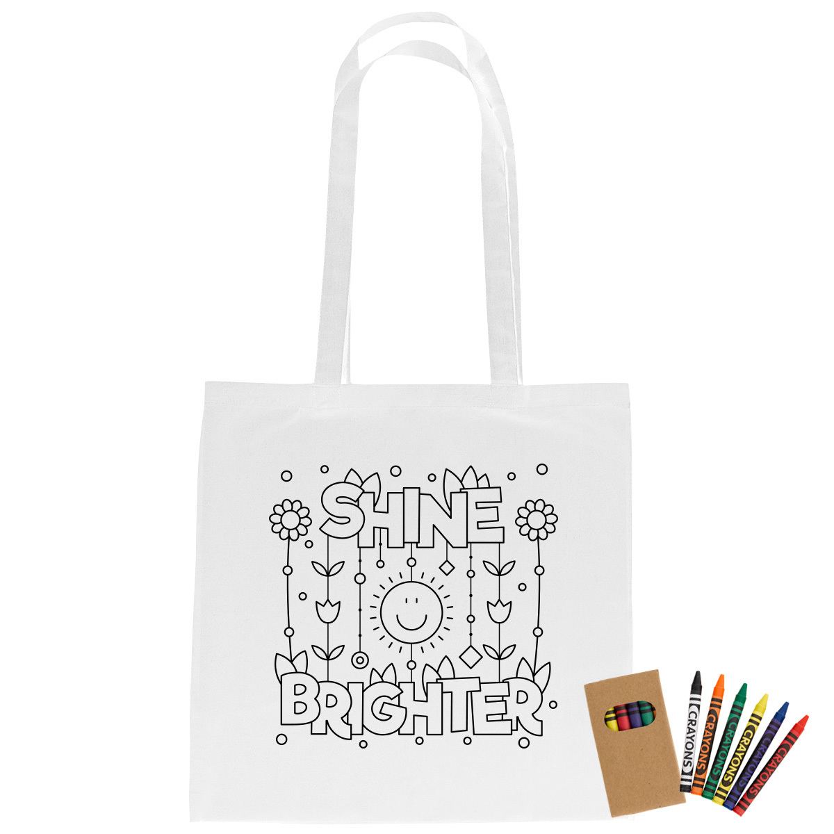 Picture of 100% Cotton Coloring Tote Bag With Crayons