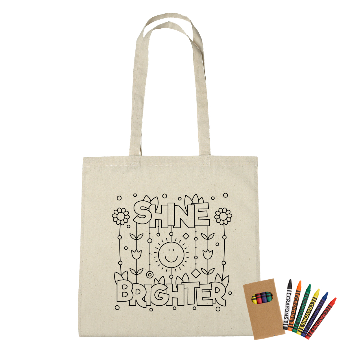 Picture of 100% Cotton Coloring Tote Bag With Crayons