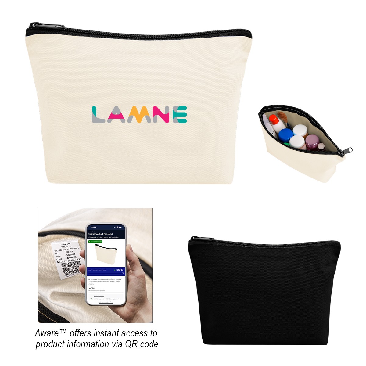 Picture of Aware™ 10 Oz. Recycled Cotton Zip Pouch