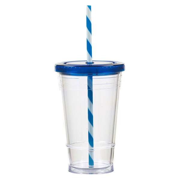 Picture of 16 oz Slurpy with Colored Lid & Striped Straw Tumbler