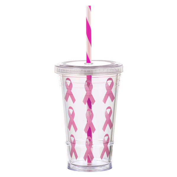 Picture of 16 oz Slurpy with Colored Lid & Striped Straw Tumbler